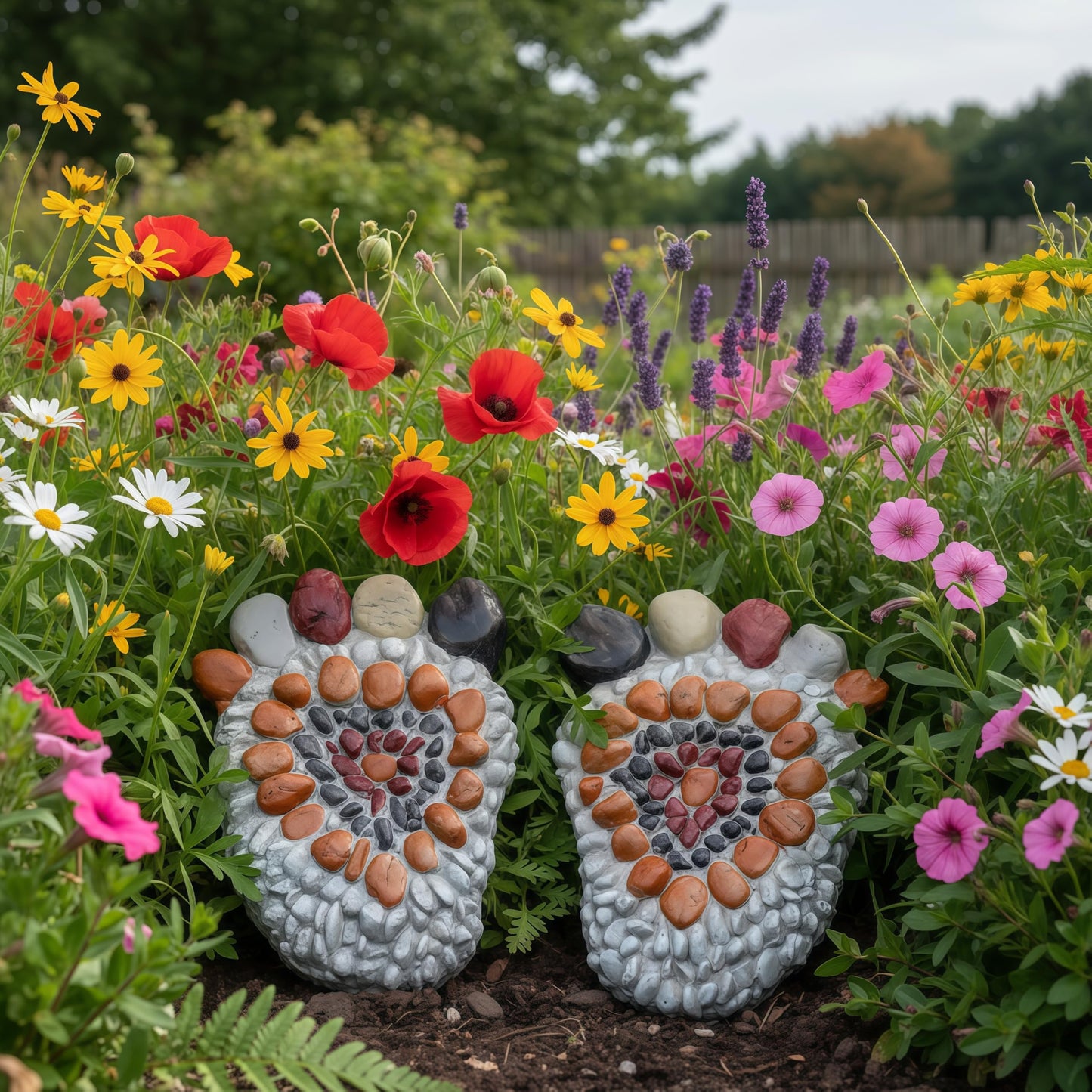 Garden Stepping Stones - Decorative Garden Stones for Patio, Deck, Garden or Sidewalk Faux Cobblestone Stepping Stones (Set of 2#A Small Size