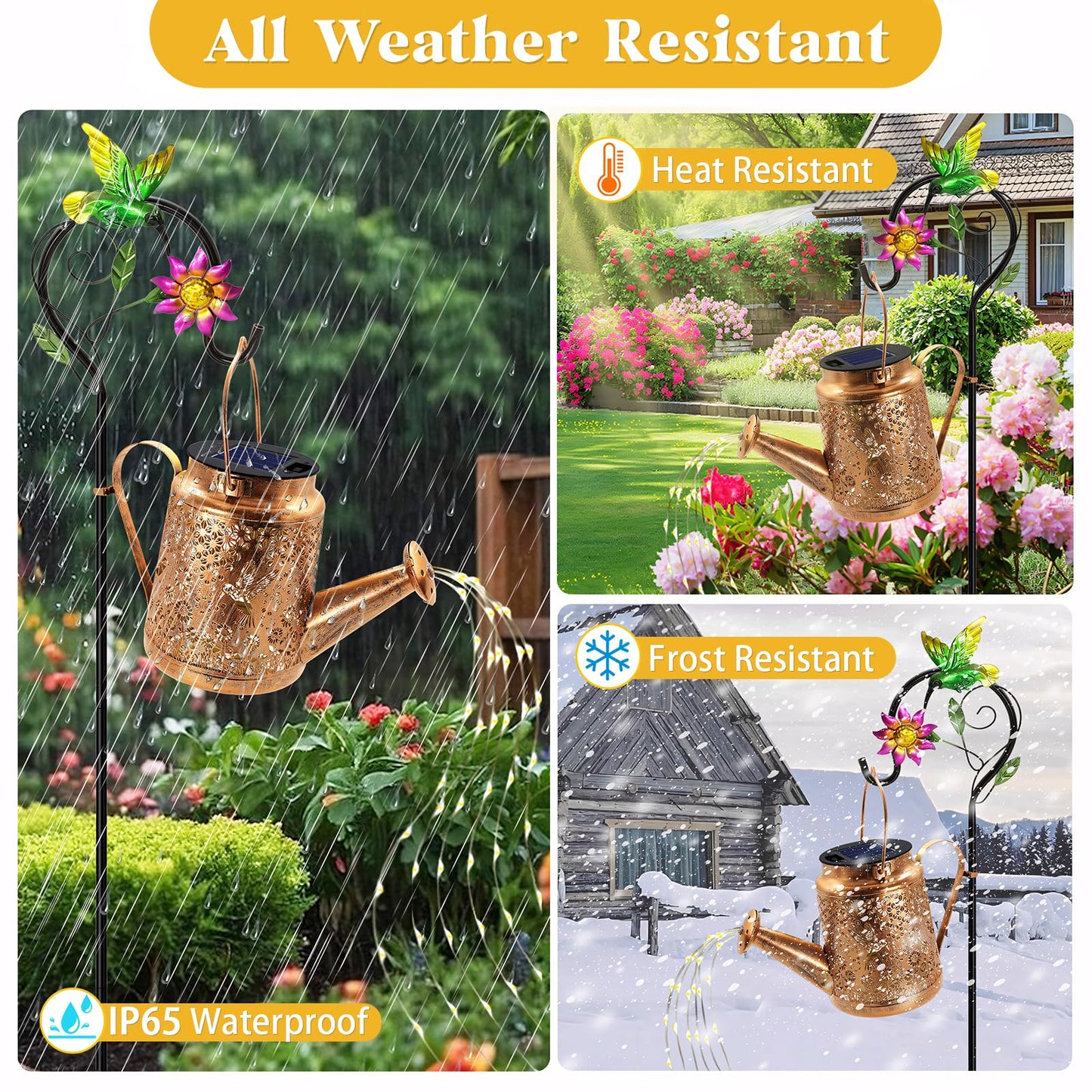 Solar Watering Can Lights, Hummingbird Hanging Lanterns Outdoor, Birthday Gifts for Mom Women Grandma Mother's Day, Waterproof Solar Lights Garden Decor for Outside Yard Art Patio Porch Lawn Backyard