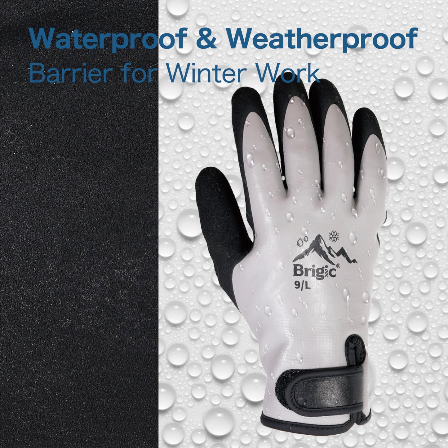 Brigic Waterproof Weatherproof Winter Work Gloves, Gray, Ideal for Gardening & Outdoor Tasks, X-Large