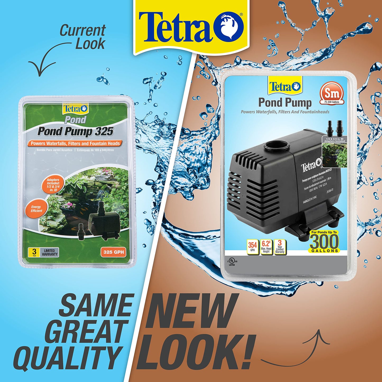 TetraPond Water Garden Pump, Powers Waterfalls/Filters/Fountain Heads,Black,50 to 500 Gallons