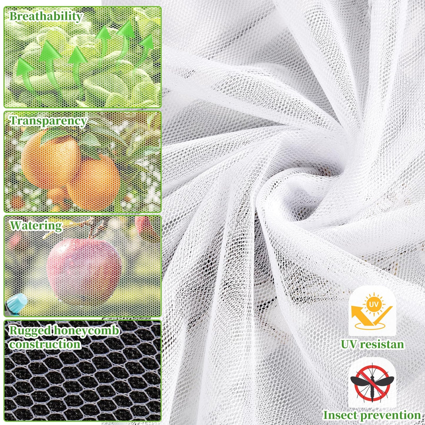 39 x 10 Ft Mosquito Netting for Garden Patio, Breathable Mesh Net for Bird and Insect Protection, Plant Cover for Vegetables, Fruits and Flowers, White 3x12 m