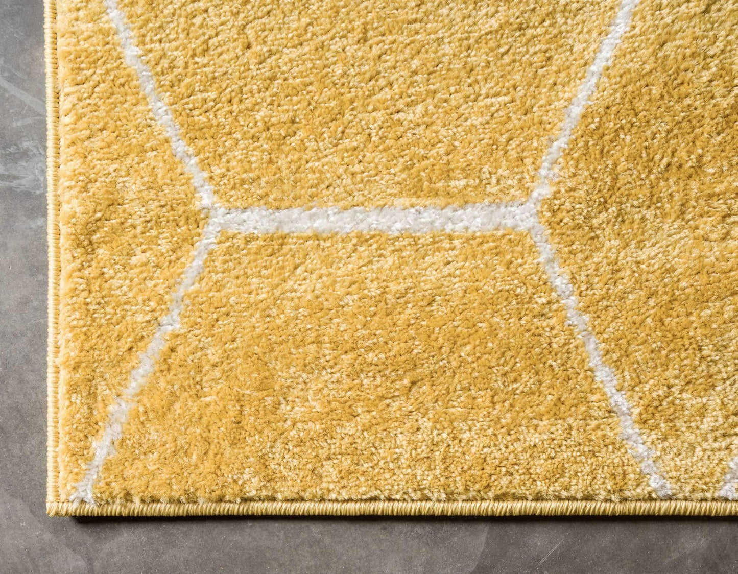 Unique Loom Trellis Frieze Collection Area Rug - Geometric (2' x 8' 8" Runner, Yellow/ Ivory)