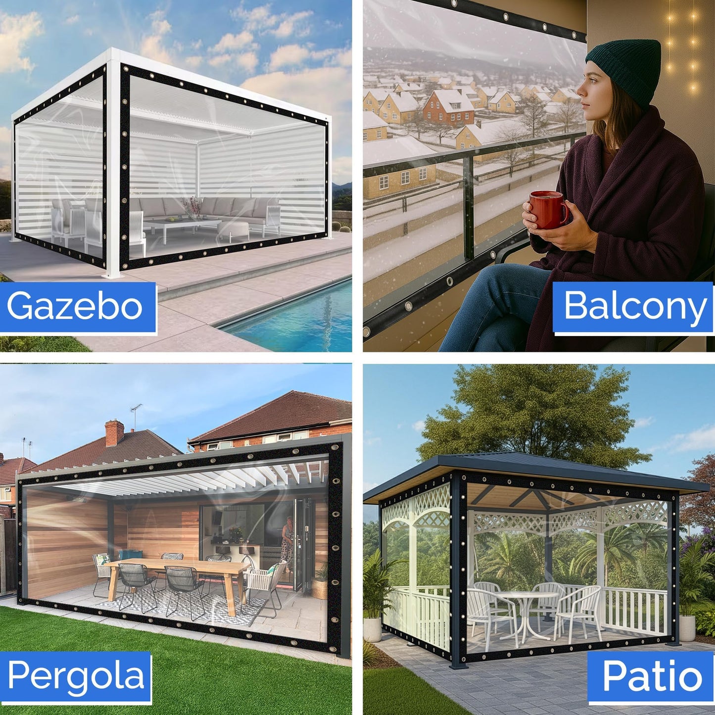 Covers & All Heavy Duty Clear Vinyl Tarp – 20 Mil Waterproof Clear Tarp with Grommets for Patio, Porch, Gazebo, Greenhouse & Chicken Coop (7 x 20 ft)