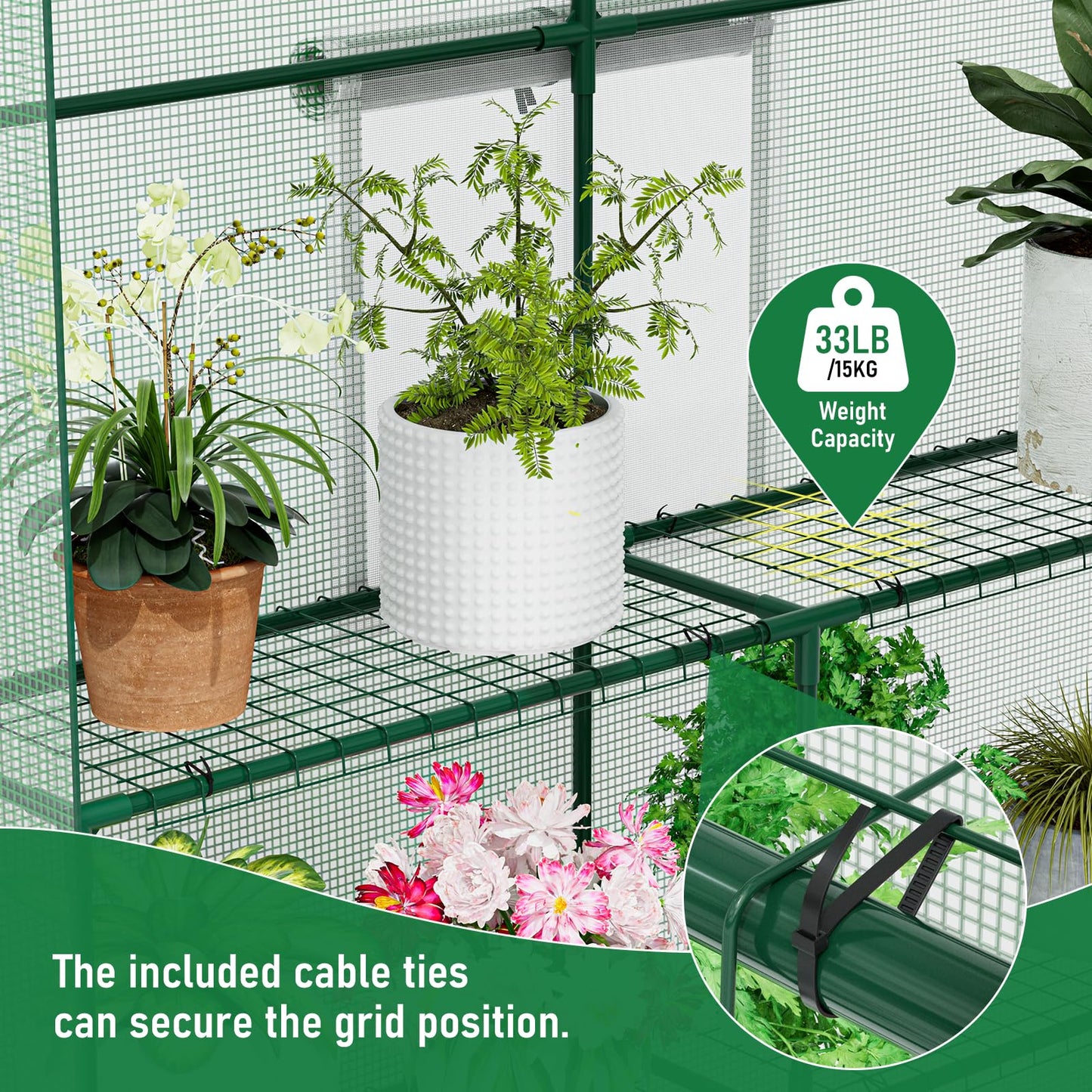 Fatazoii 56×56×78Inch Walk-in Greenhouse for Outdoors with Screen Windows, Heavy Duty Small Plant House with Thicken PE Cover and Steel Shelves, Portable Green House for Outside Garden Winter, Green