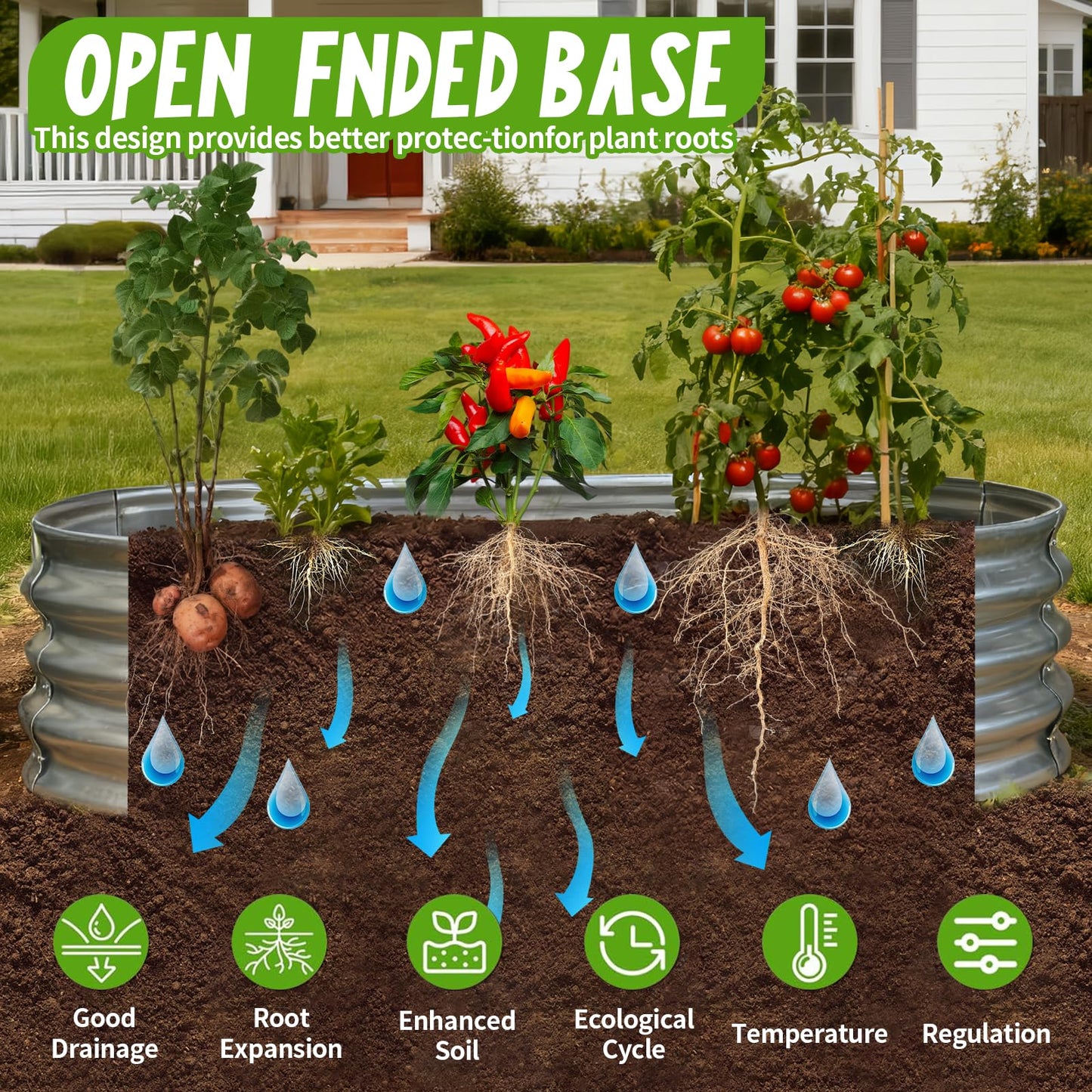 AmazStove Galvanized Raised Garden Bed Kit, 2-Pack 4x2x1 FT & 2-Pack 6x3x1 FT Planter Garden Boxes Outdoor, Oval Large Metal for Vegetables Fruits, Flowers Planter Boxes, Easy Assembly Garden Bed Kit