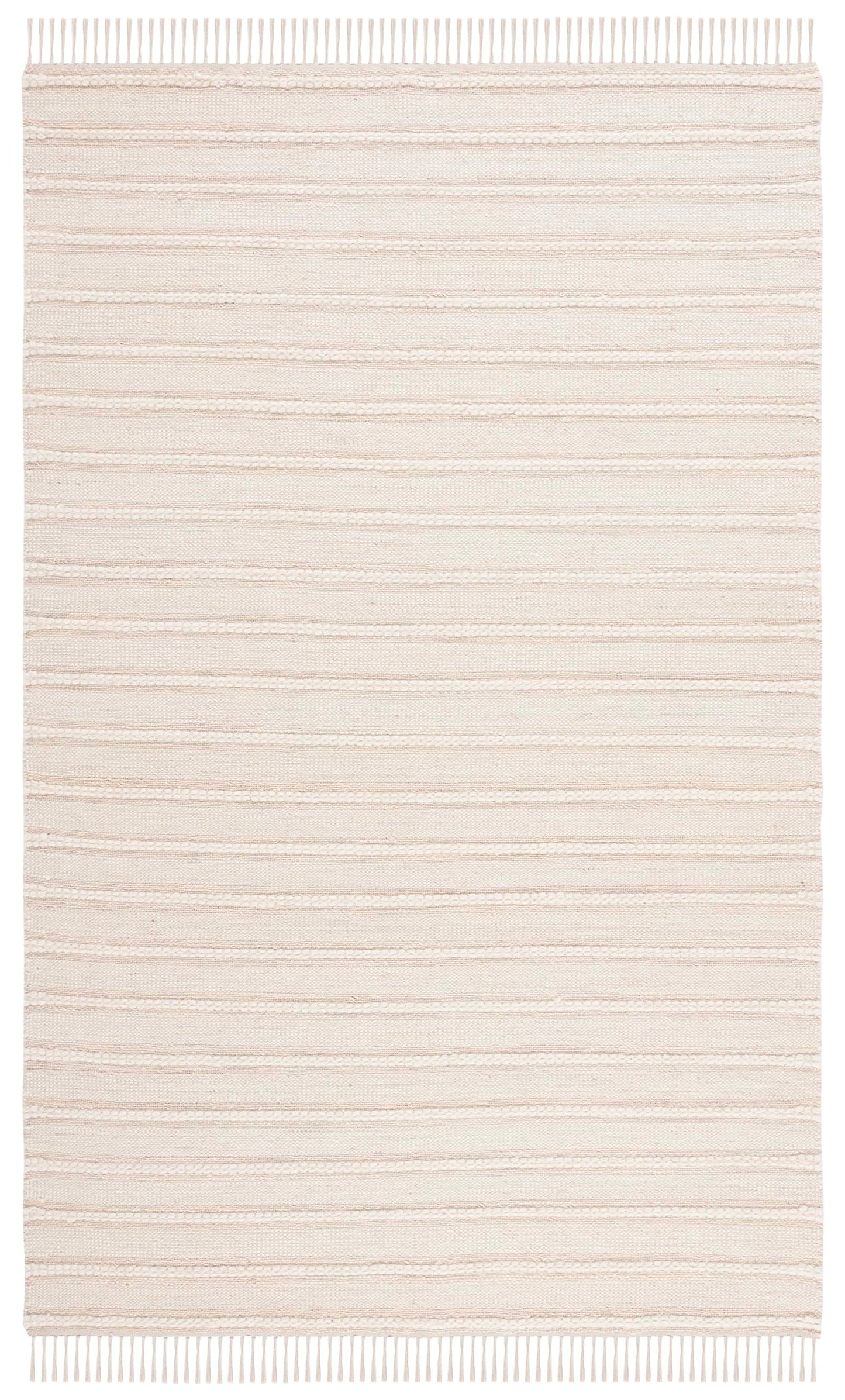 SAFAVIEH Kilim Collection Area Rug - 6' x 9', Natural & Ivory, Handmade Boho Stripe Fringe Jute & Wool, Ideal for High Traffic Areas in Living Room, Bedroom (KLM442A)