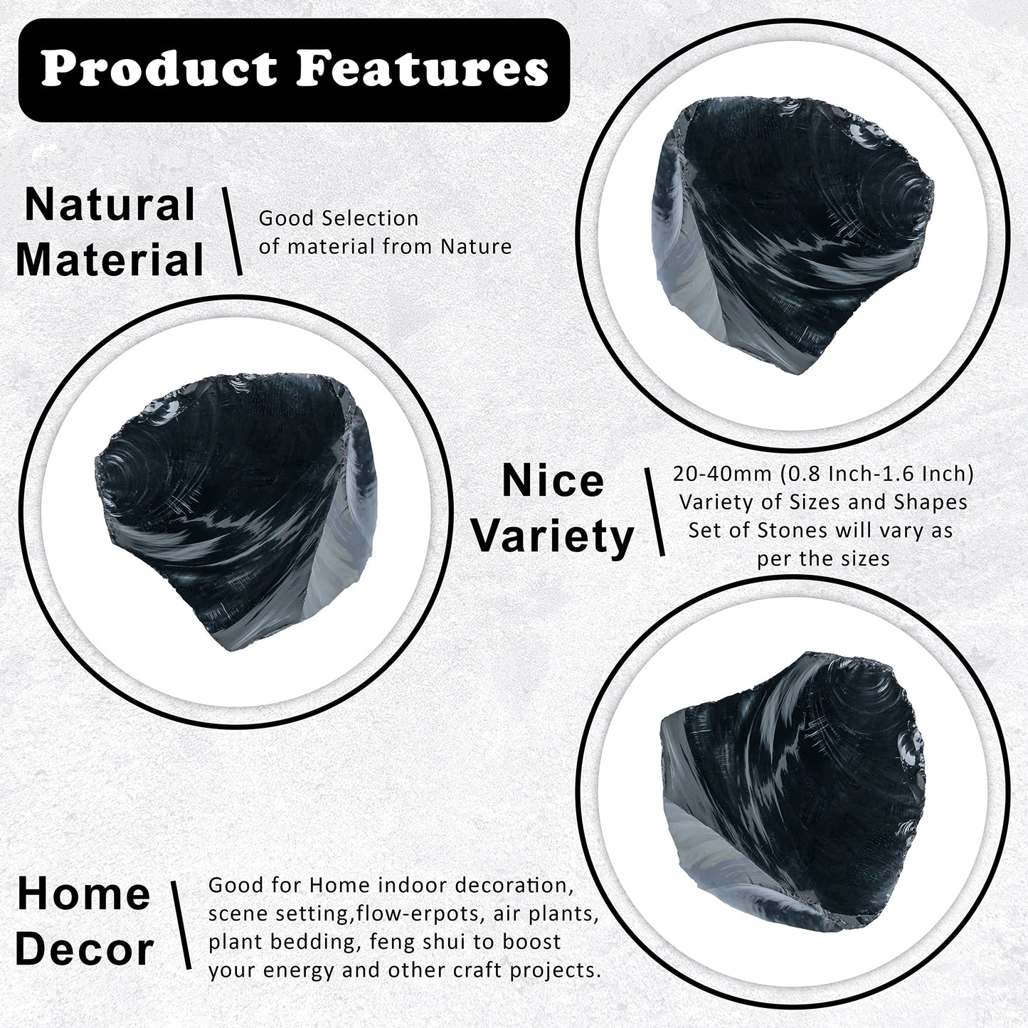 Black Obsidian Raw Stones for Tumbling, Rough Gemstones and Crystals, Jewelry Making, Polishing, Cabbing, Lapidary, Fountain Rocks, Decoration, Wire Wrapping, Gem Mining, Reiki Healing 1 lb
