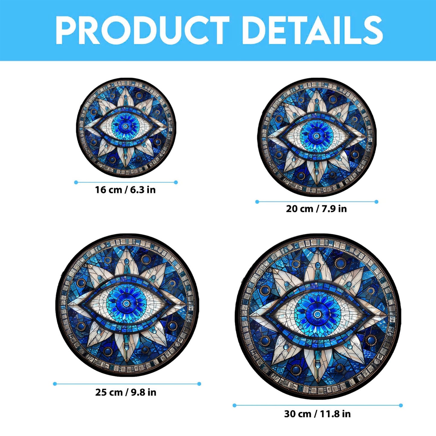 365CUSGIFTS Evil Eye Stained Glass Sun Catcher with Mountain Stained Glass Window Hanging, Suncatchers for Windows Hanging, Lavender Wall Decor, for Women/Friends/Lover