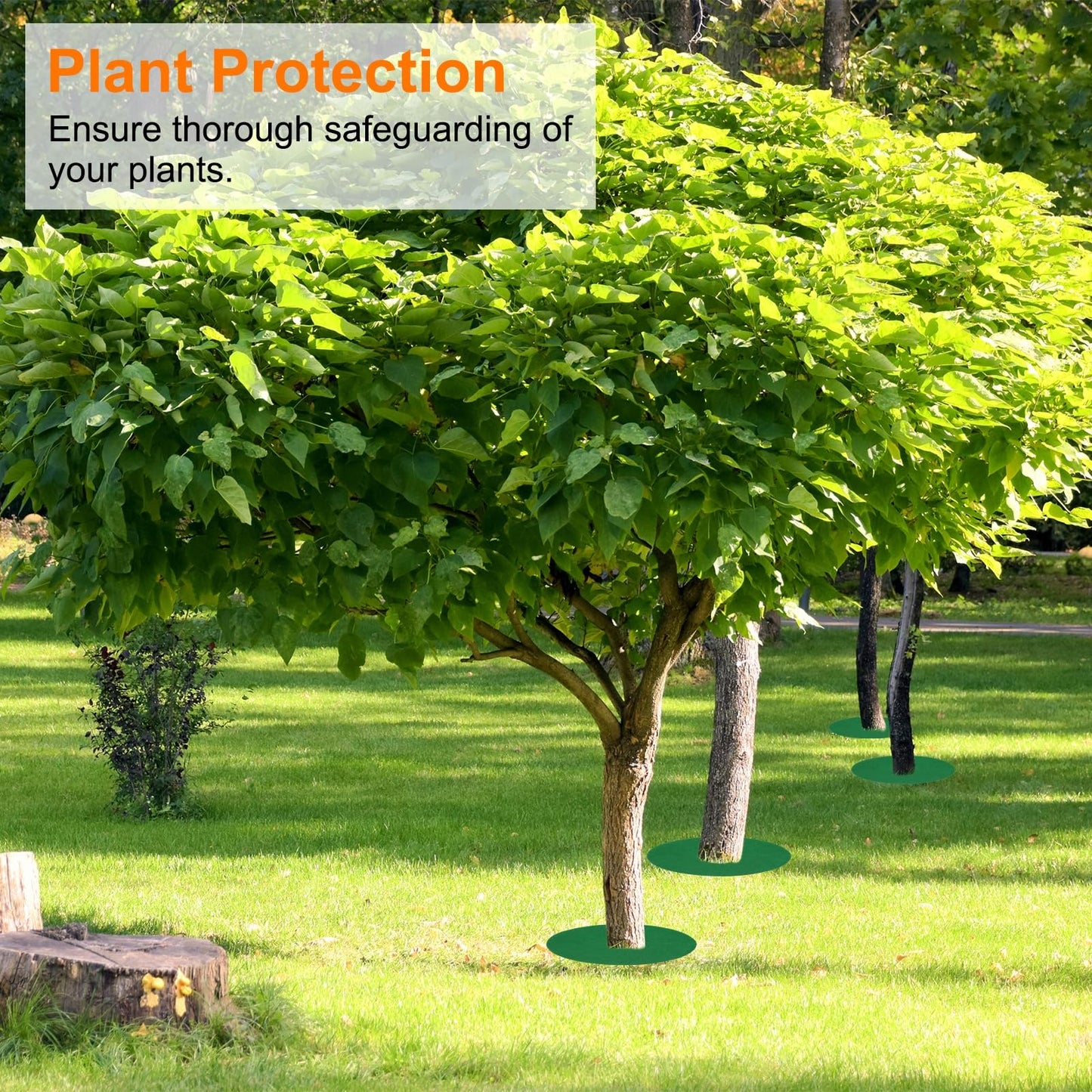 HARFINGTON 4pcs Tree Mulch Ring 24.4 Inch Non-Woven Round Tree Protector Weed Barrier Mat Plant Cover Rings for Weed Grass Control Root Protection, Green