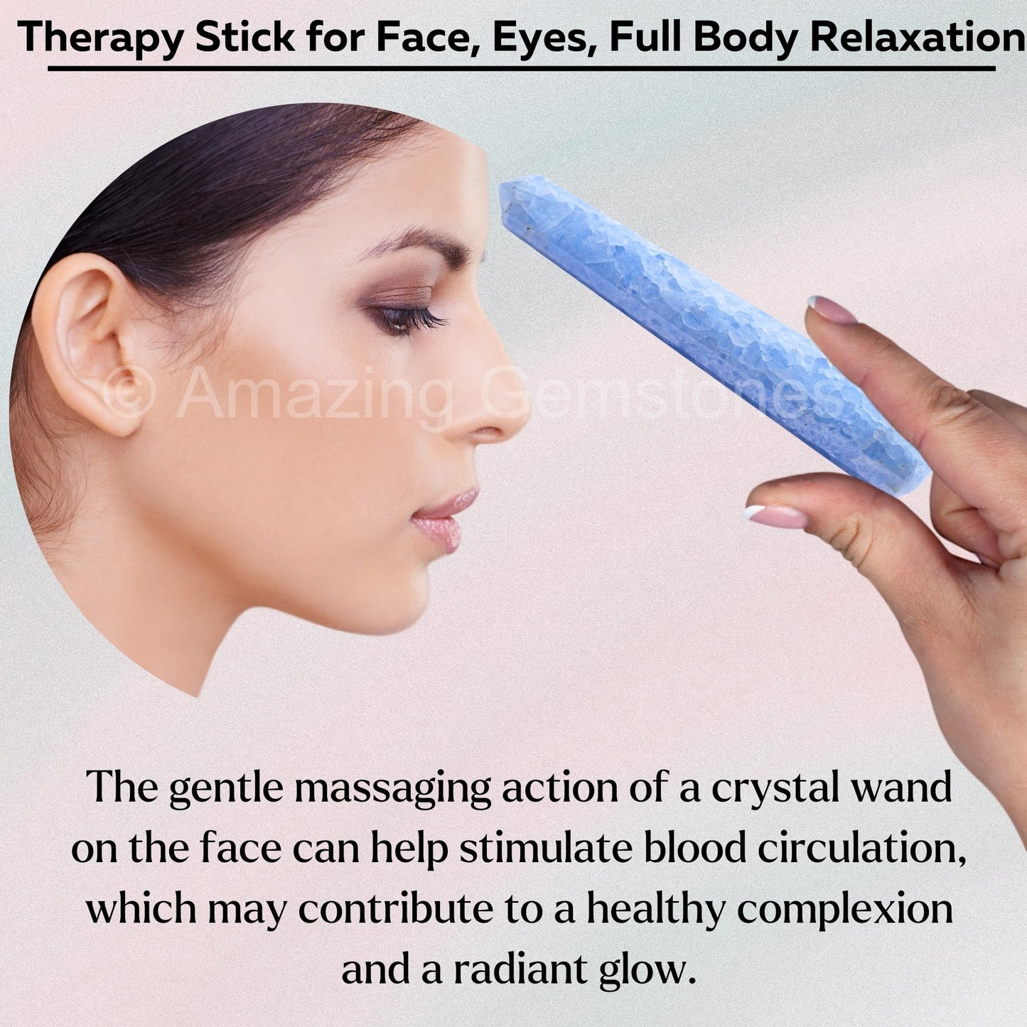 Amazing Gemstone Blue Calcite Crystal Wand Massage Stick - Pelvic Wand Gua Sha for Adults - Crystals and Healing Stones Massage Wands for Adults Gifts (Pointed)