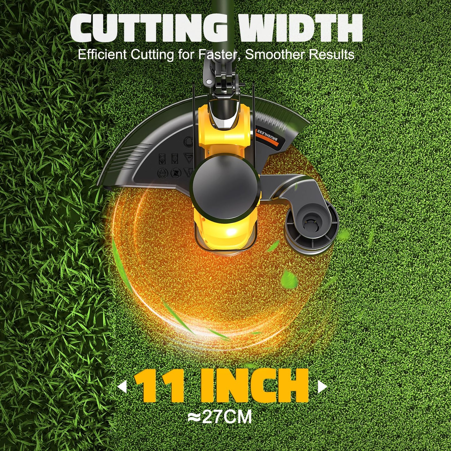 Cordless String Trimmer Compatible with Dewalt 20V (Tool Only), MtiolHig 3 IN 1 Weed Eater with Brushless Motor & Battery Level Display, Electric Weed Wacker/Edger Trimmer for Yard, w/ 18 Line, Yellow