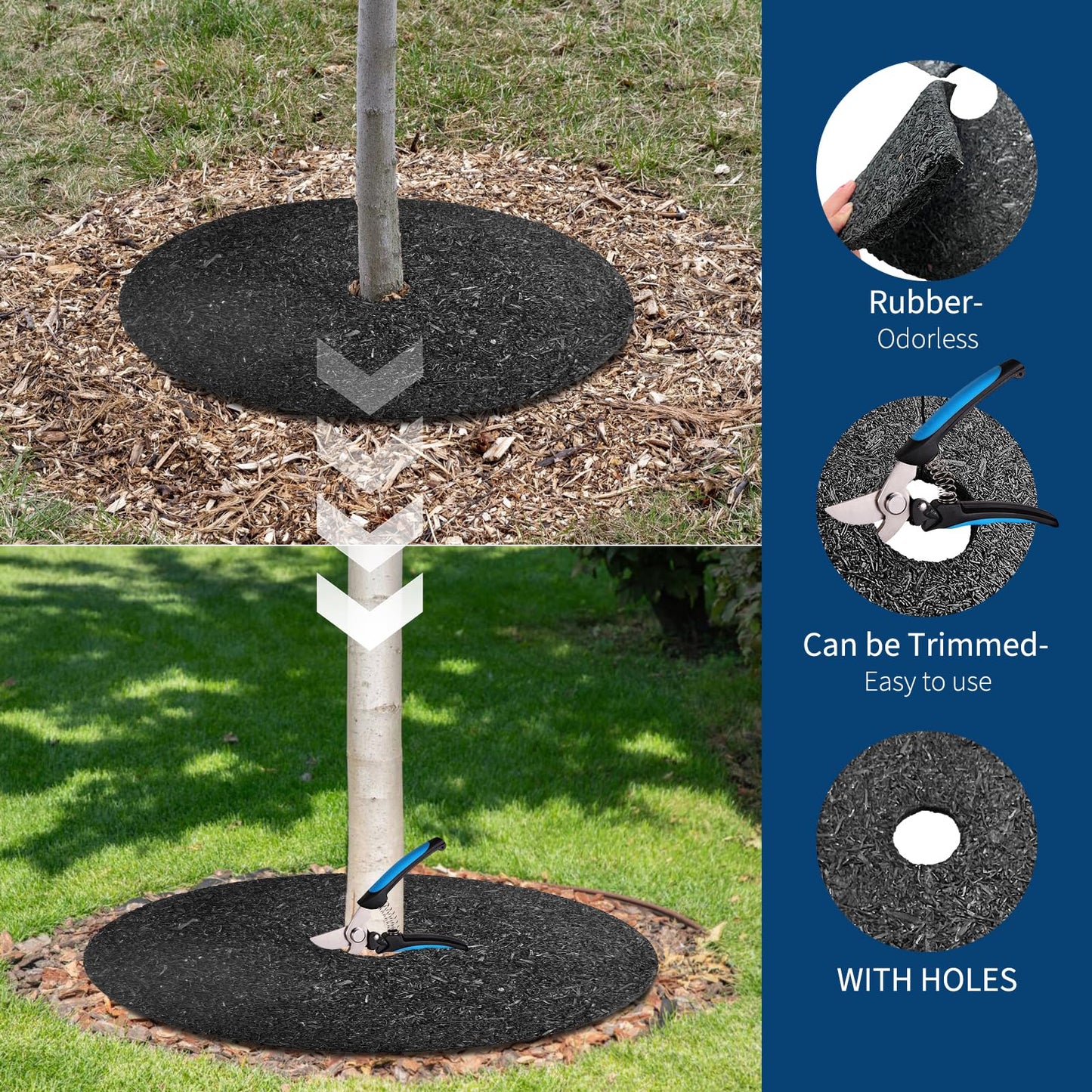 ActiveTrail 6 Pack 36" Rubber Tree Ring,Tree Mulch Mat Tree Weed Barrier for Landscaping Weed Grass Control Root Protection,No Landscape Spike Needed