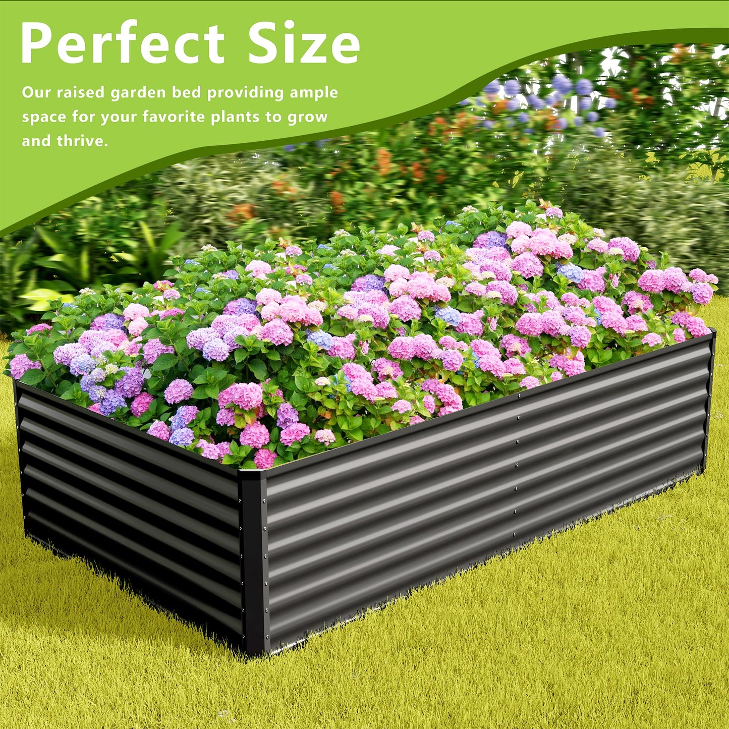 Ayen Guard 8x4x2FT Galvanized Raised Garden Bed,Galvanized Planter Boxes Outdoor, Large Metal Raised Garden Beds for Vegetables-Grey