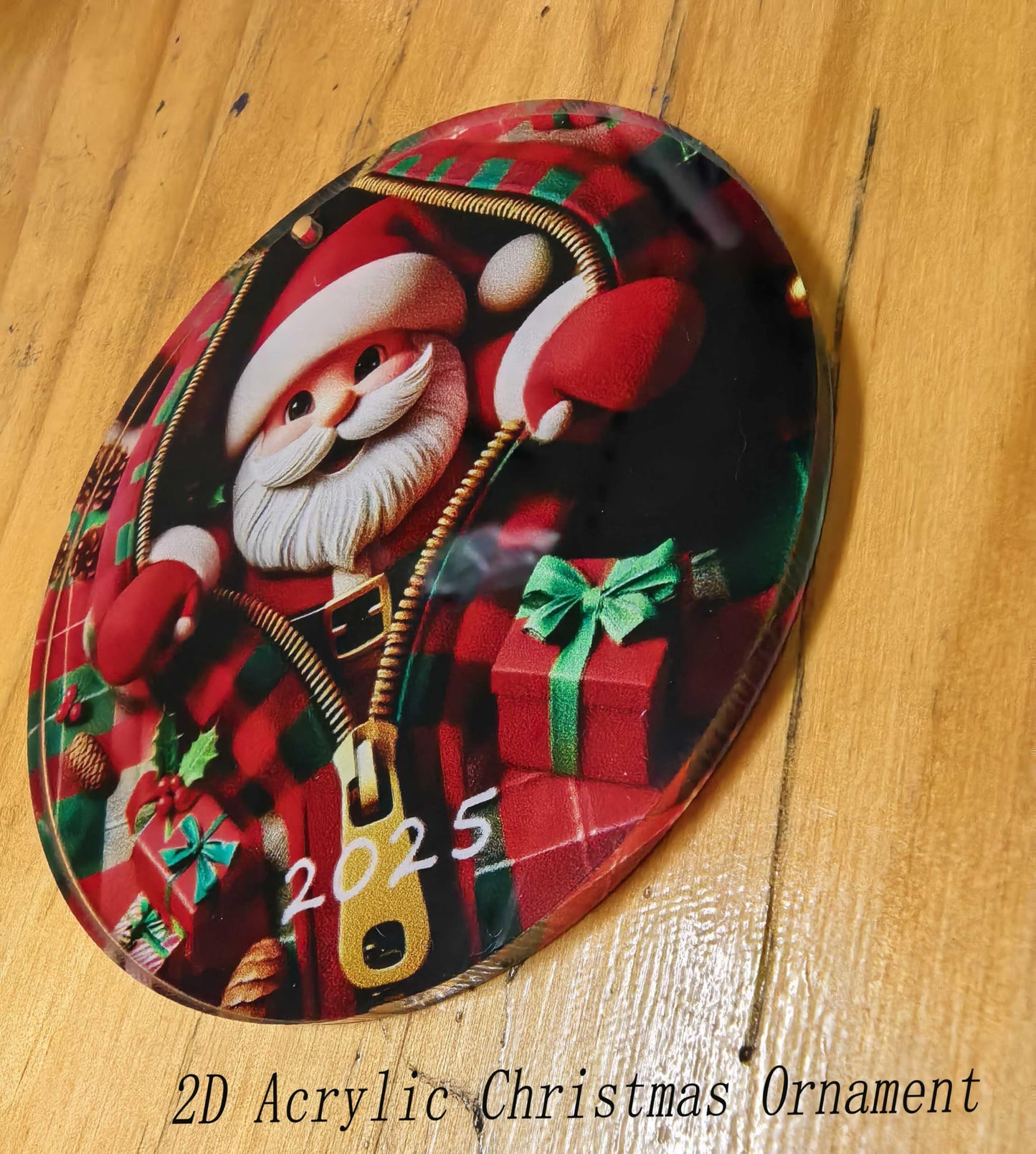 2025 Christmas Tree Fun Santa Claus Decorations, Christmas Ornaments 2025，Painted Glass Style, Unique Acrylic Hanging Decorations
