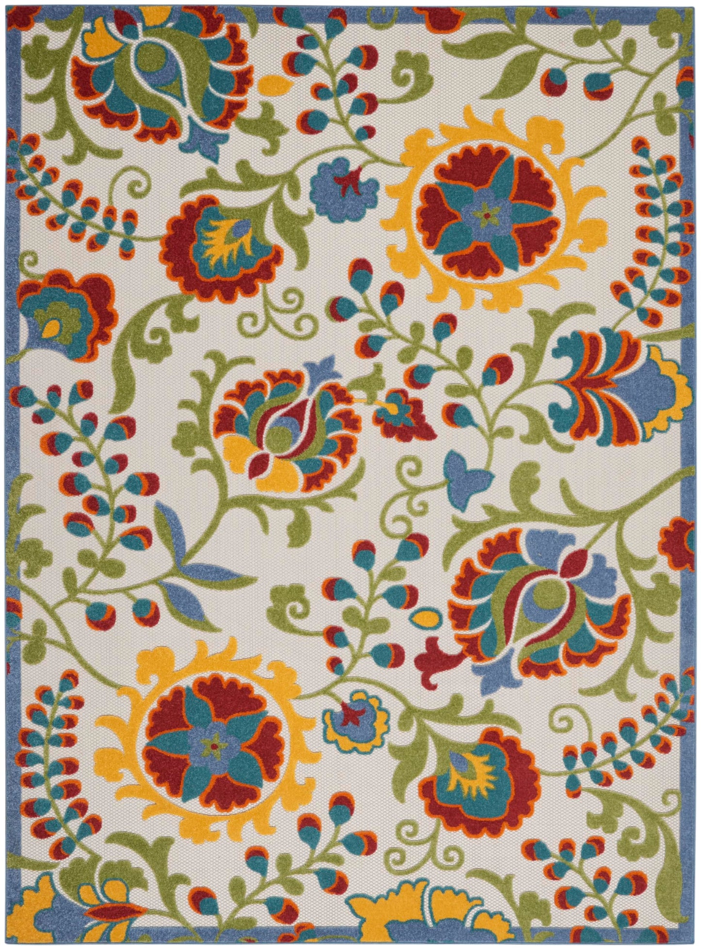 Nourison Home Aloha Ivory Multicolor 9' x 12' Area Rug - Easy Clean, Non Shedding, Bed Room, Living Room, Dining Room, Kitchen (9' x 12')