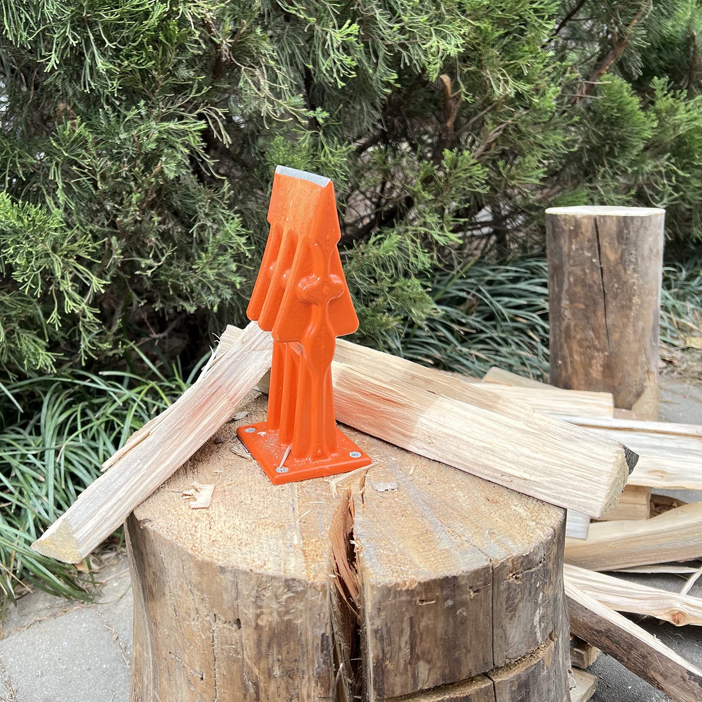SPEED FORCE Firewood Kindling Log Wood Splitter – No Axe! Wedge Point Splits Firewood, 3 Inch Orange with Safety Cover