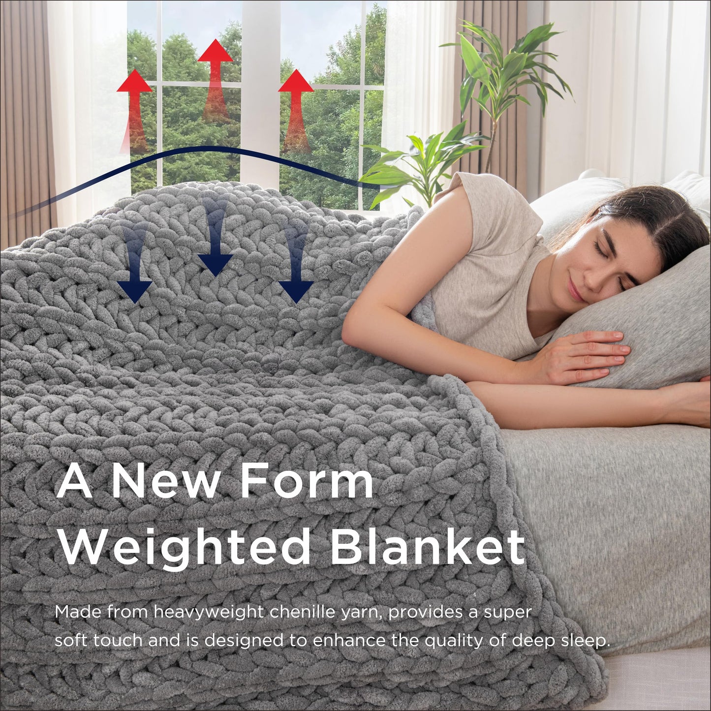 Maetoow Handmade 15 lb Soft Knitted Weighted Blanket, 72 x 48 in Breathable Chunky Knit Gravity Blanket Throw, Home Decor for Sofa Couch Bed, Light Grey
