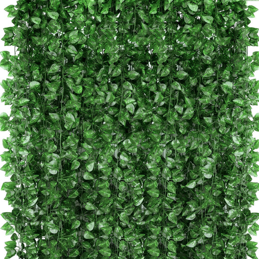 ZYIGYI 360 Feet 48 Pack Fake Greenery Hanging Garland, Ivy Leaf Plants, Vine Leaves, Fake Flowers Foliage for Bedroom Garden Wall Decor