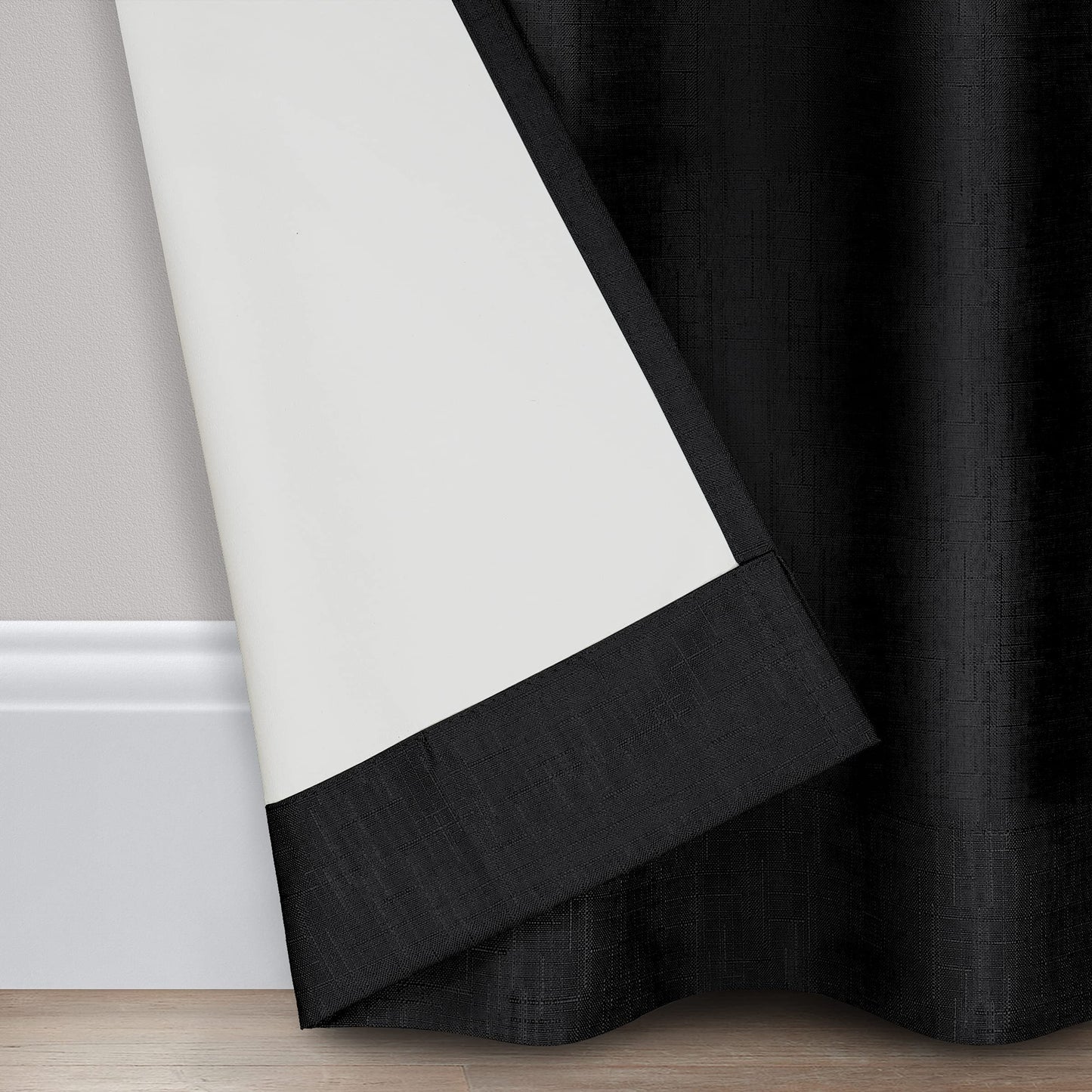 ECLIPSE Kendall Modern Blackout Thermal Rod Pocket Window Curtain for Bedroom or Living Room (1 Panel), 42 in x 84 in, Black