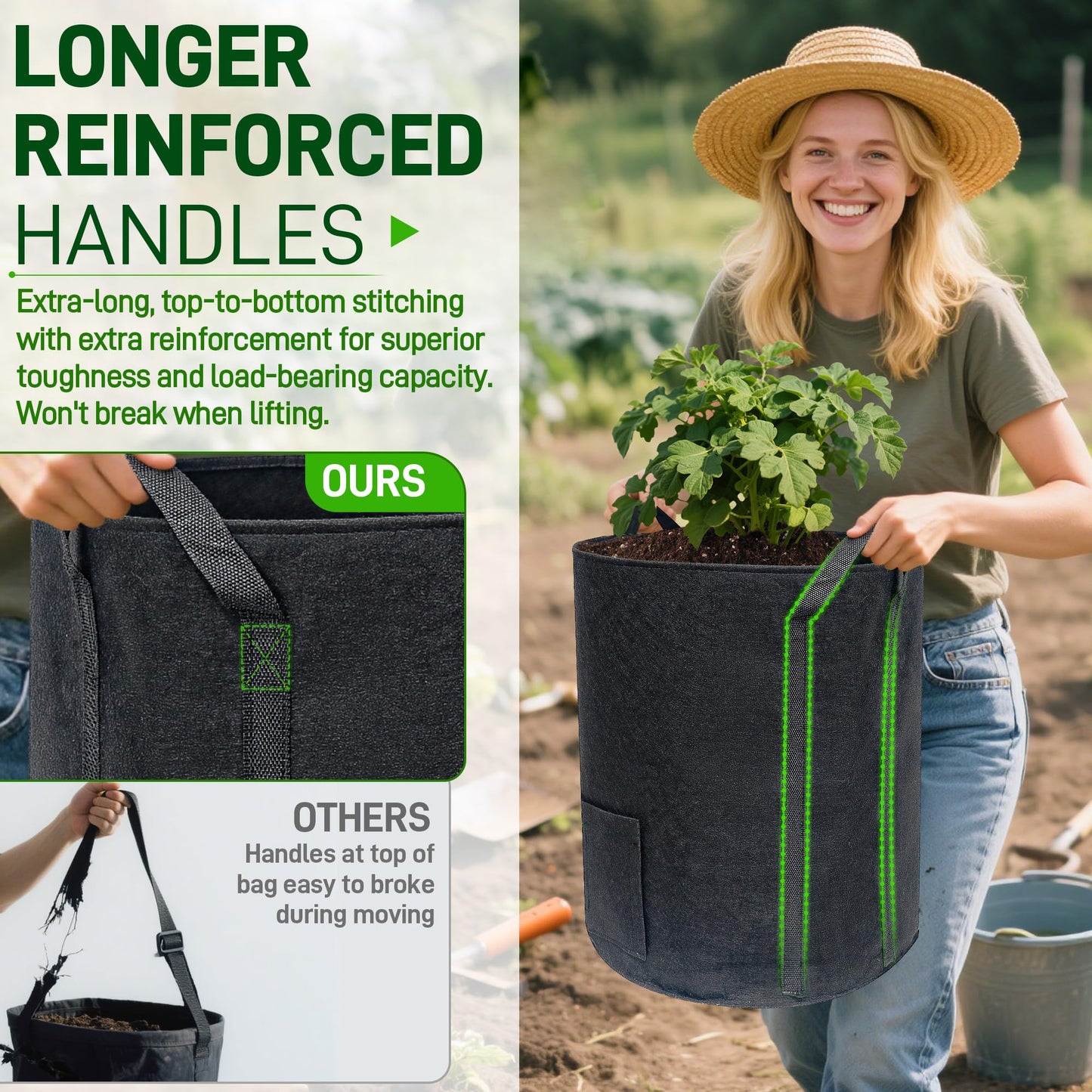 8 Pcs 15 Gallon Potato Grow Bags with Harvest & Visible Windows, Thickened Nonwoven Fabric Potato Planter,Potato Growing Containers with Sturdy Handles, Potato Bags for Growing Potatoes Vegetables