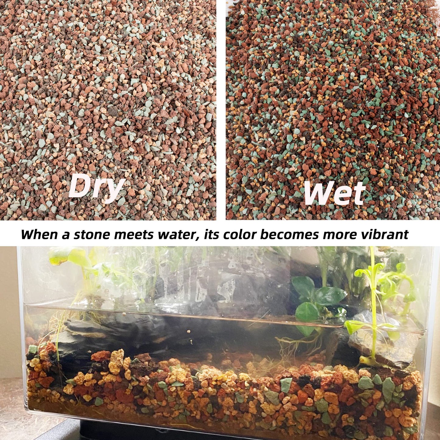 7lb Mix Lava Rocks for Plants in Door -Gravel Pebbles for Bonsai Succulent Cactus Potting Soil and Vase Fillers, Fairy Gardening,Top Dressing