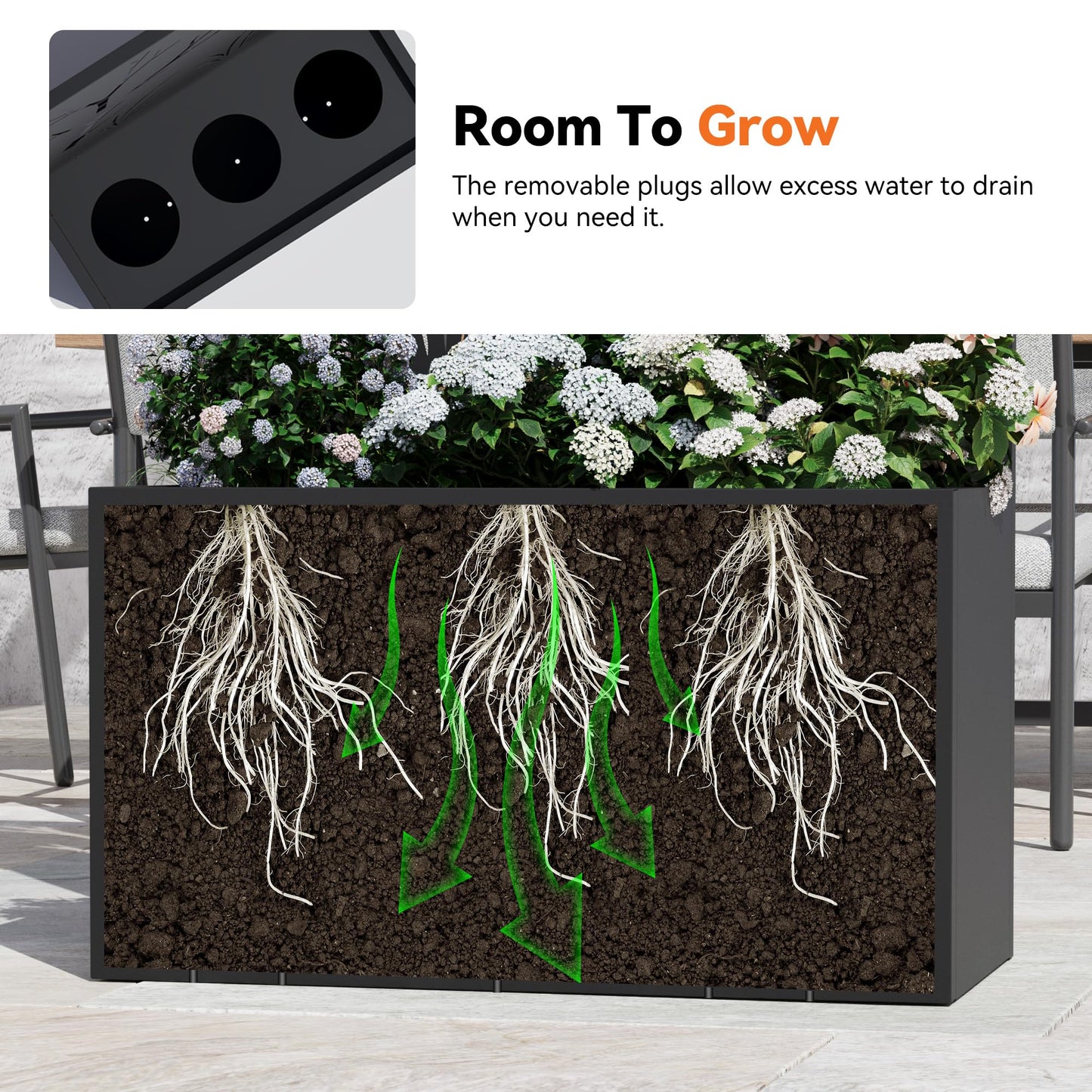 Modern Shade Metal Planter Box with Trellis Privacy Screen, 6x3 FT Large Raised Garden Bed, Multi-Functional Privacy Screen Outdoor with Drainage Holes for Climbing Plants, Petal Weave