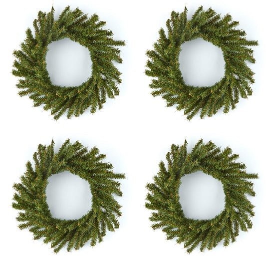 Pack of 4 Artificial Pine Wreaths (12 Inch) by Factory Direct Craft - Christmas Holiday Decoration for Front Door, Kitchen Cabinets, Dining Room Chairs and Tables