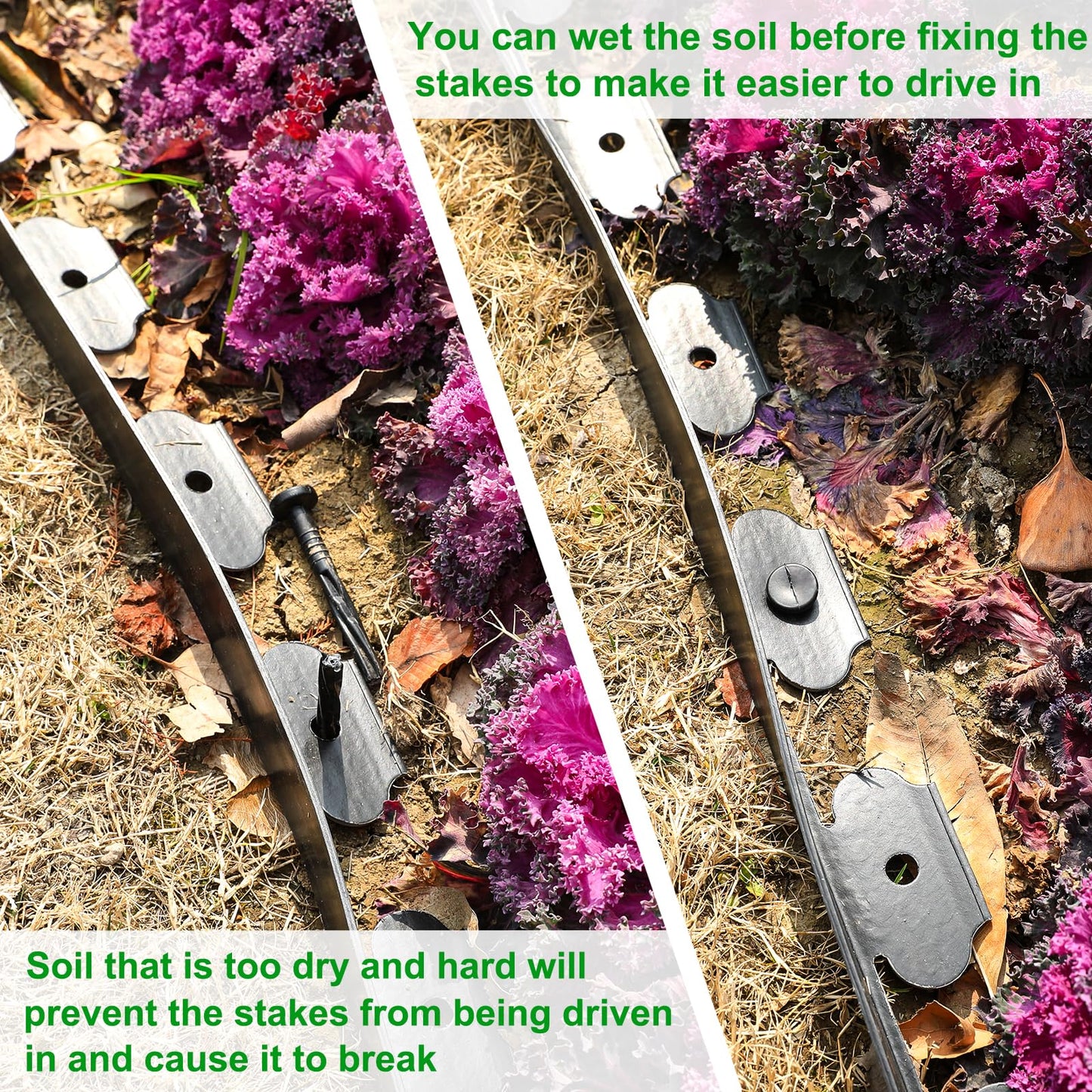 Hemikaki 1.5 Inch x 100FT Garden Edging Border, Plastic Edging for Landscaping with 120pcs Spikes