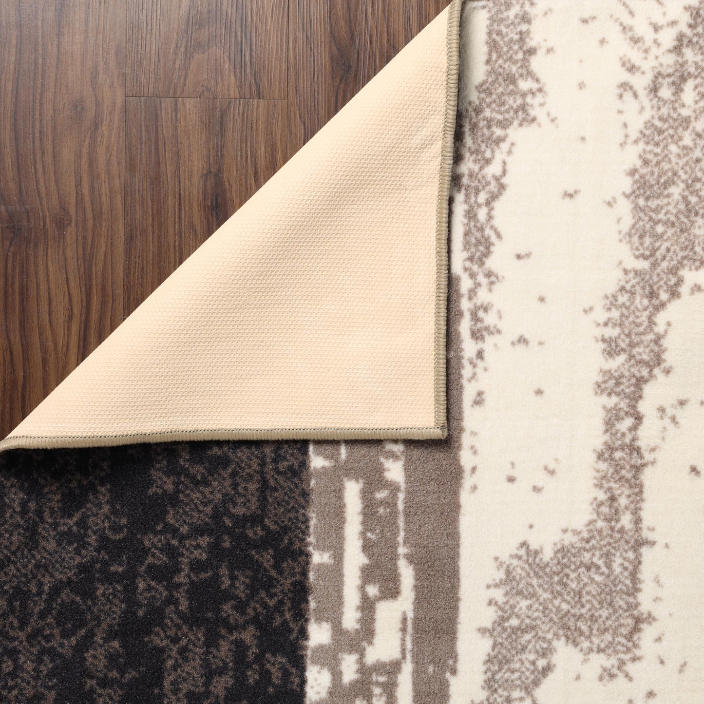 Superior Indoor Area Rug, Plush Carpet Cover, for Kids or Pets, Hallway, Entryway, Living Room, Dining, Bedroom, Office, Kitchen, Modern Geometric Patchwork, Rockwood Collection, 12' x 18', Chocolate