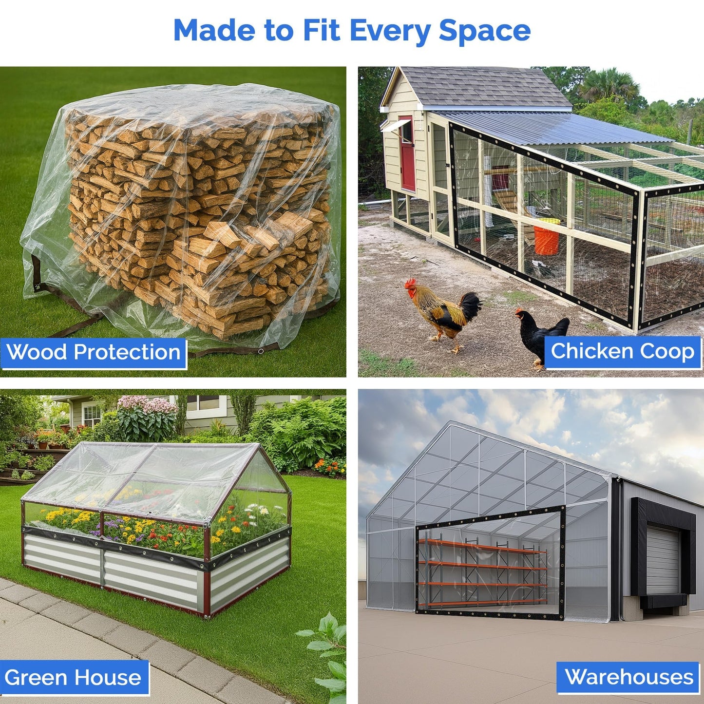 Covers & All Heavy Duty Clear Vinyl Tarp – 20 Mil Waterproof Clear Tarp with Grommets for Patio, Porch, Gazebo, Greenhouse & Chicken Coop (7 x 20 ft)