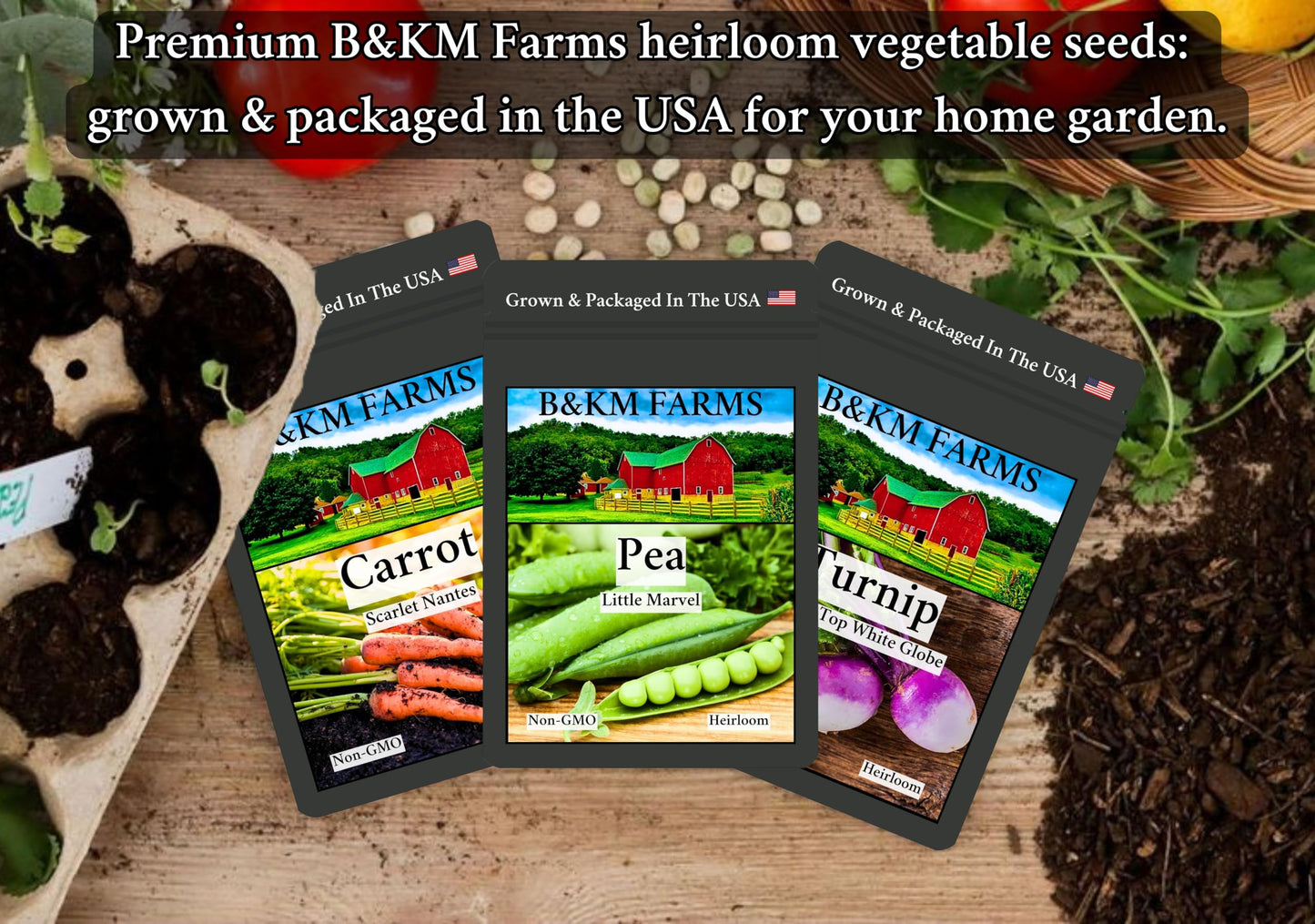 B&KM Farms 20,000+ Survival Seed Kit 5+ Year Supply. 30 Fruit & Vegetable Non-GMO Heirloom Seeds for Planting a Home Garden. Secure Emergency Weather-Proof Bucket