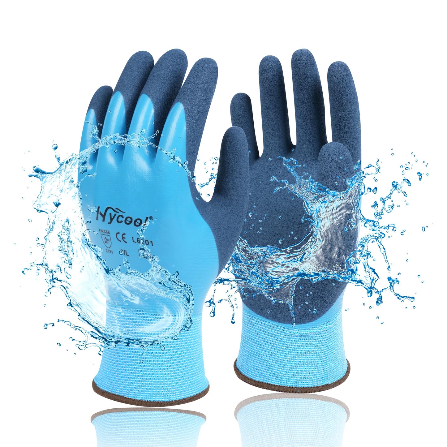 DS Safety Waterproof Work Gloves Hycool Grip Working Gloves 1 Pair(S,Blue)
