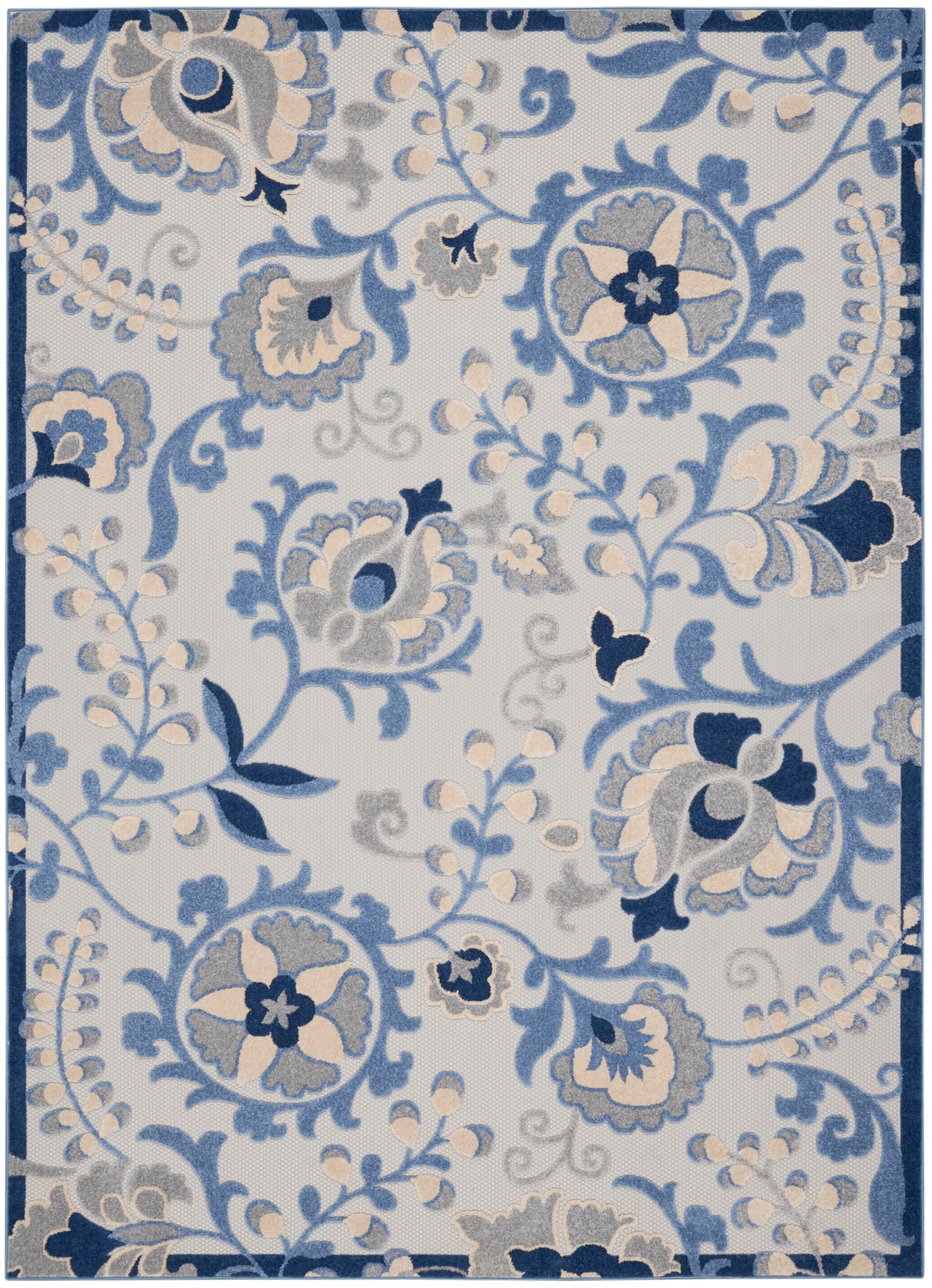 Nourison Home Aloha Blue Grey 7' x 10' Area Rug - Easy Clean, Non Shedding, Bed Room, Living Room, Dining Room, Kitchen (7' x 10')