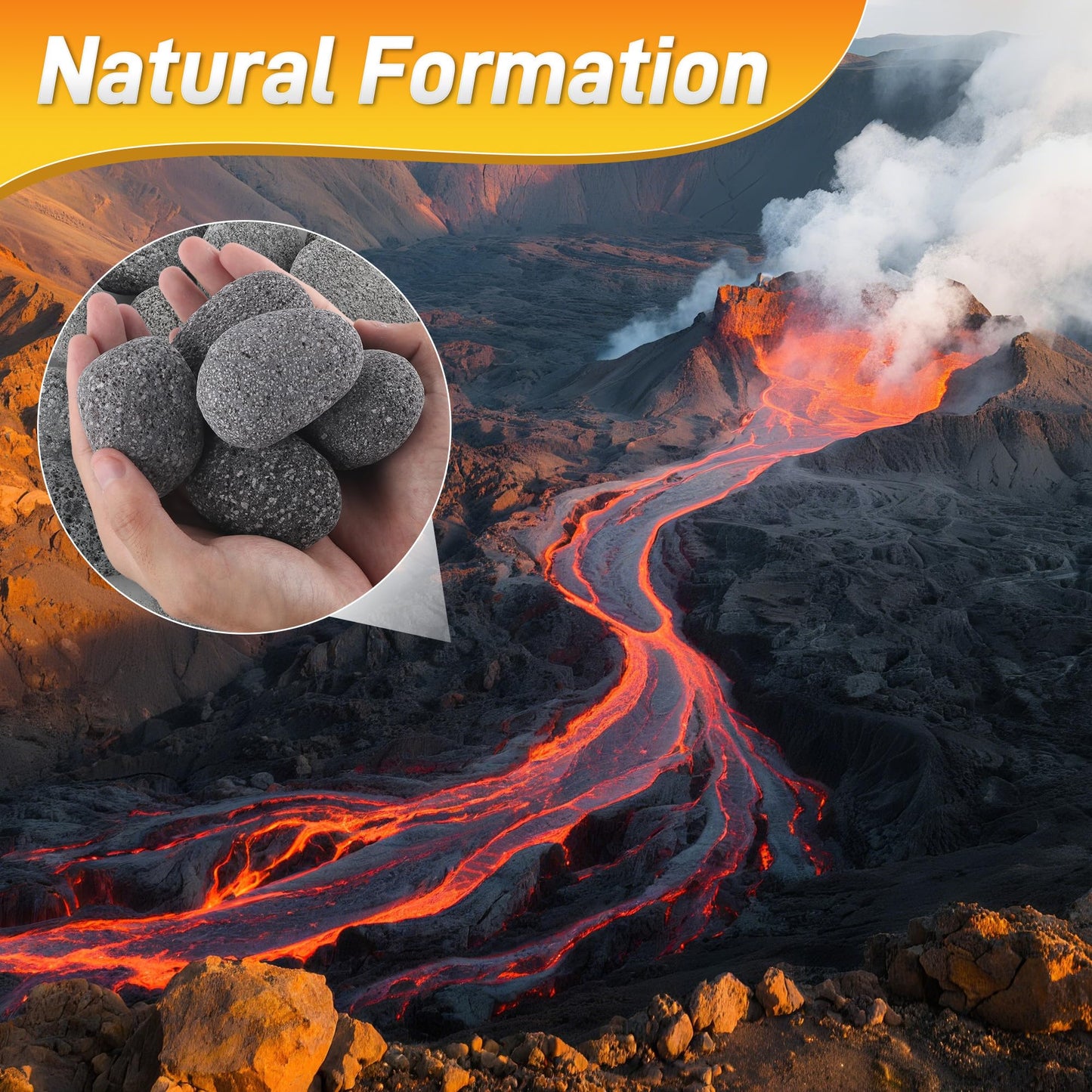 Biotolot 18LB Lava Rocks for Fire Pit, 1-2 Inch Natural Pebbles Tumbled Lava Rock for Gas Fire Pit and Indoor Outdoor Fireplaces