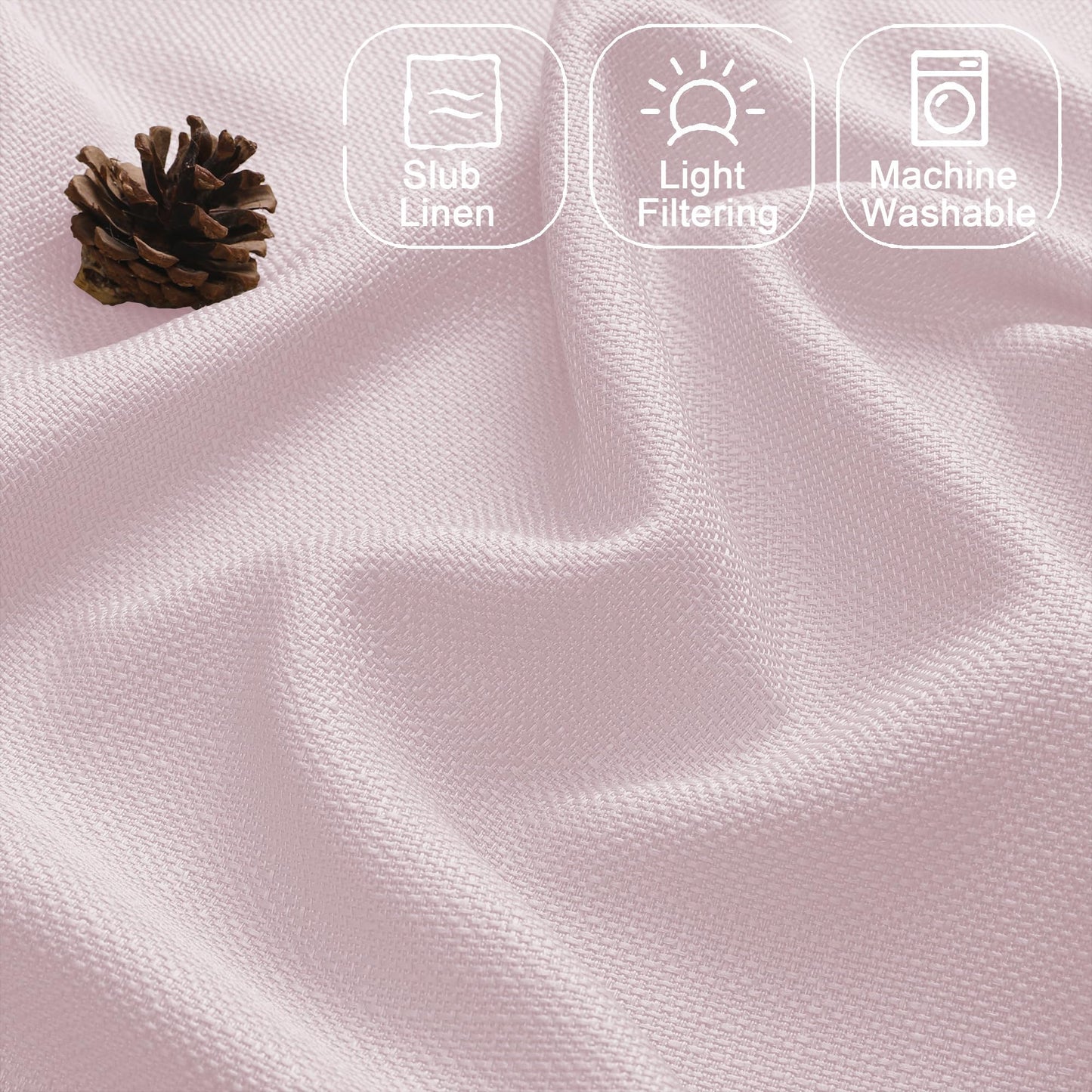 Chyhomenyc Bennet Blush Pink Valance for Windows, Faux Linen Slub Textured Semi Sheer Small Window Kitchen Valance Curtain, Rod Pocket Cafe Valance for Bathroom Laundry Basement, 30Wx14L inch, 2 Piece