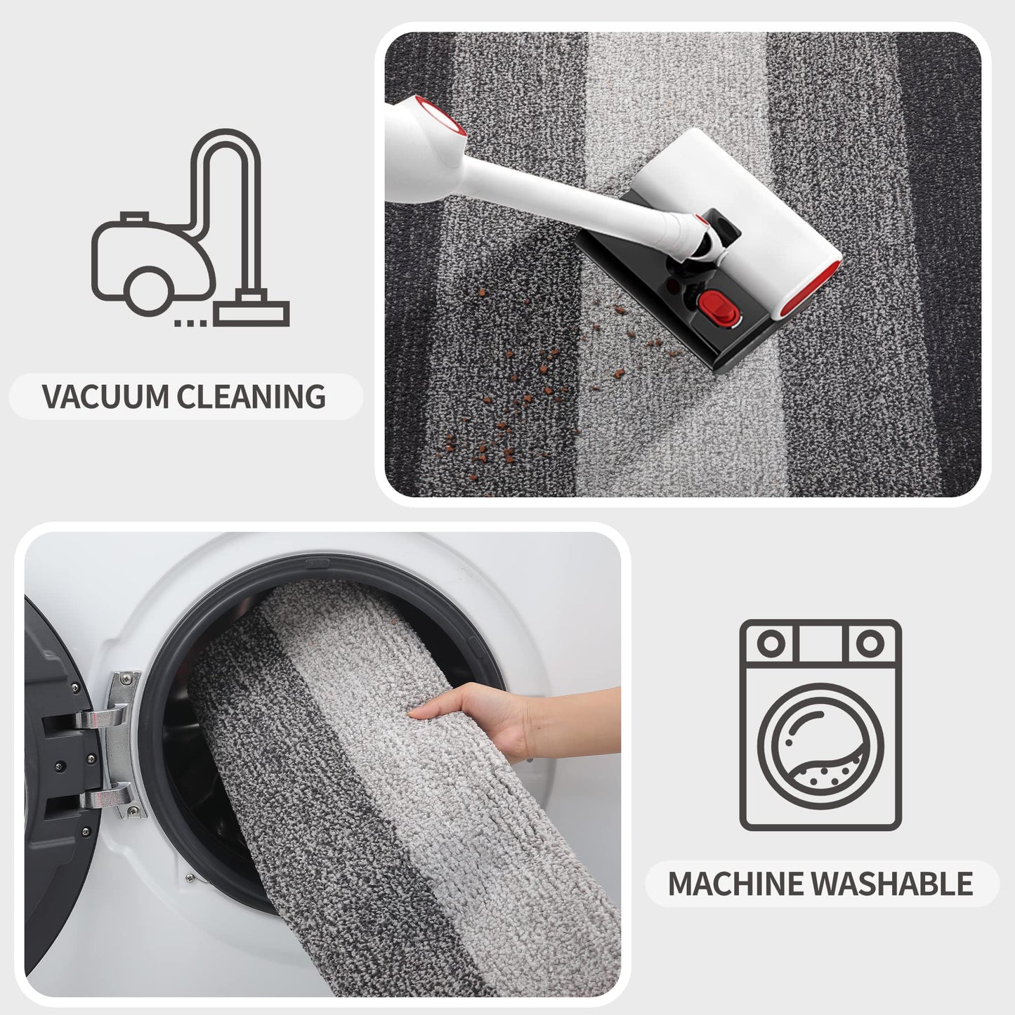 Kitinjoy Indoor Outdoor Door Mat, 32x20 Non-Slip Absorbent Dirt Trapper, Low-Profile Washable Inside Entrance Front Floor Mat, Sturdy Soft Entry Doormats for Entryway, Grey