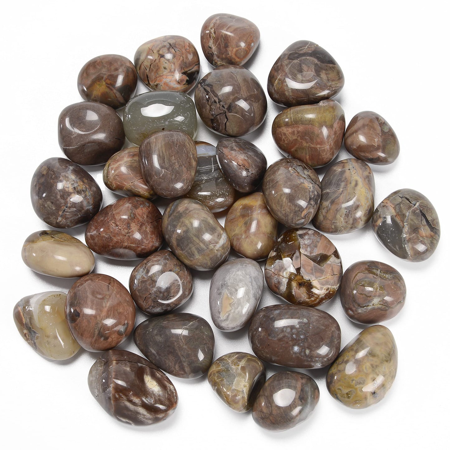 Crocon 1LB natural fire agate tumbled stones and Crystals bulk 2000+ Carats Natural Crystal Kit for Reiki Healing Crystals Polished Tumble Stones Chakra Reiki Balancing Gift Home Decor DIY craft