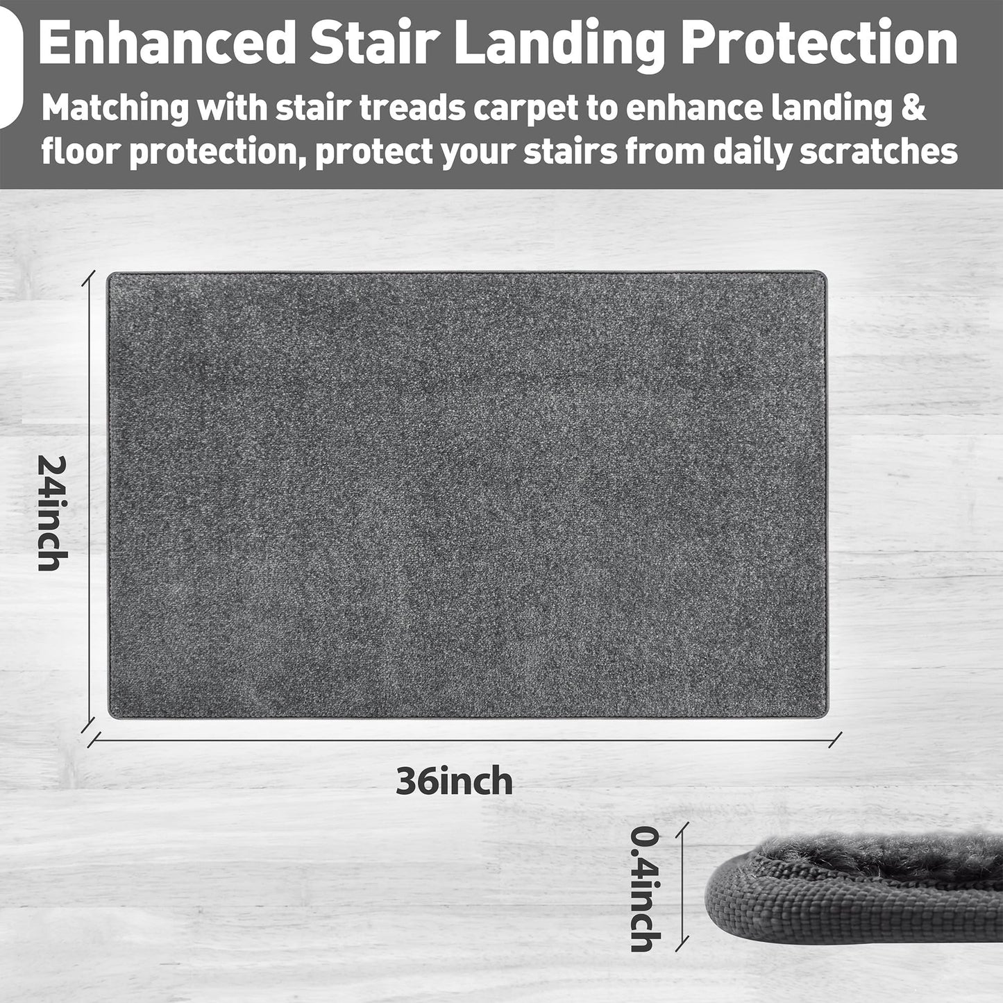 PURE ERA Carpet Stair Tread Landing Mat Tape Free Self Adhesive Non Slip Skid Resistant Indoor Doormat Area Rug Floor Mat for Kitchen Bathroom Workstations Washable 2' X 3' (Dark Gray)