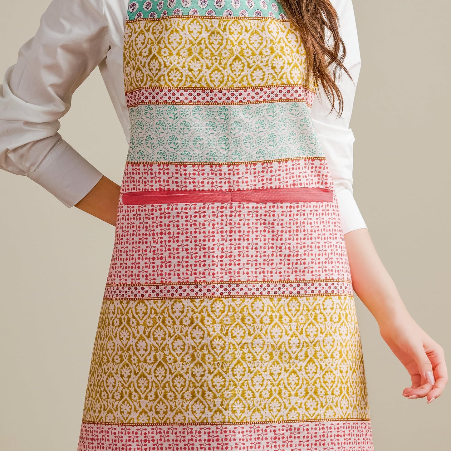 Maison d' Hermine Apron for women with Pocket 100% Cotton 27.50"x31.50" 1 Piece Adjustable Neck Strap & long ties Apron Men, Chef, Wedding, Cooking, Gardening, Server Spring/Summer (Provence)