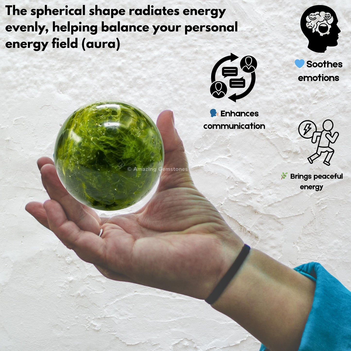 Amazing Gemstone Green Tourmaline in Matrix Crystal Ball with Stand - 2 Inches Crystal Sphere Meditation Balls for Witchcraft and Decorative Balls