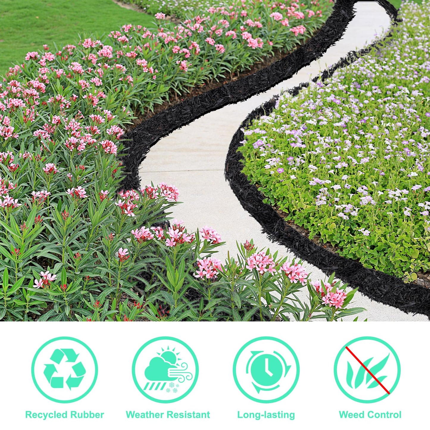 1 Pcs 10 Ft Long Rubber Mulch for Landscaping Garden Mulch Black Roll Rubber Mulch Mat Recycled Natural-Looking Edging Border Cuttable Reduced Weed Growth Bed Liner for Garden 2026