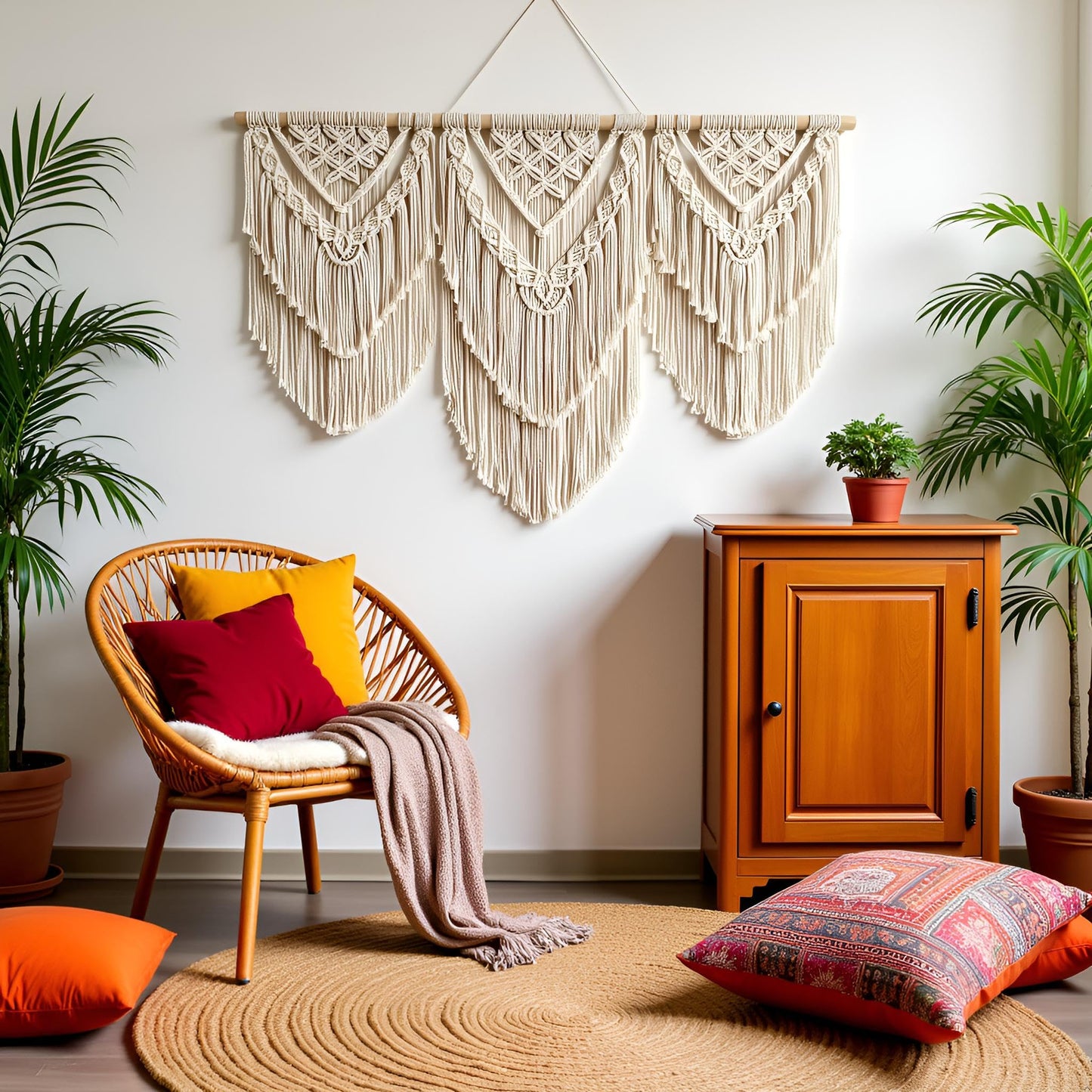 large macrame wall hanging - Boho Tapestry Macrame Wall Decor Art- Chic Bohemian Handmade Woven Tapestry Home Decoration for Bedroom Living Room Apartment Wedding Party - 43"x32" (Double-layer)