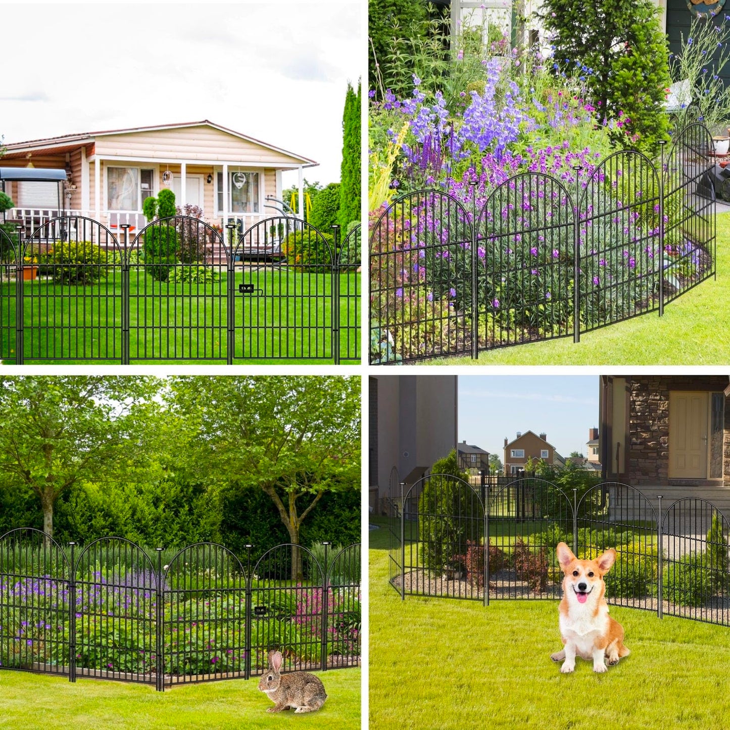 Okaygardn Tall Garden Fence with Gate, 32 in(H) x35 Ft(L) Garden Fencing Animal Barrier, 16 Panels Dog Digging Fences Barrier, Black Rustproof Flower Fence Border, Flower Bed Fencing for Outdoor Yard