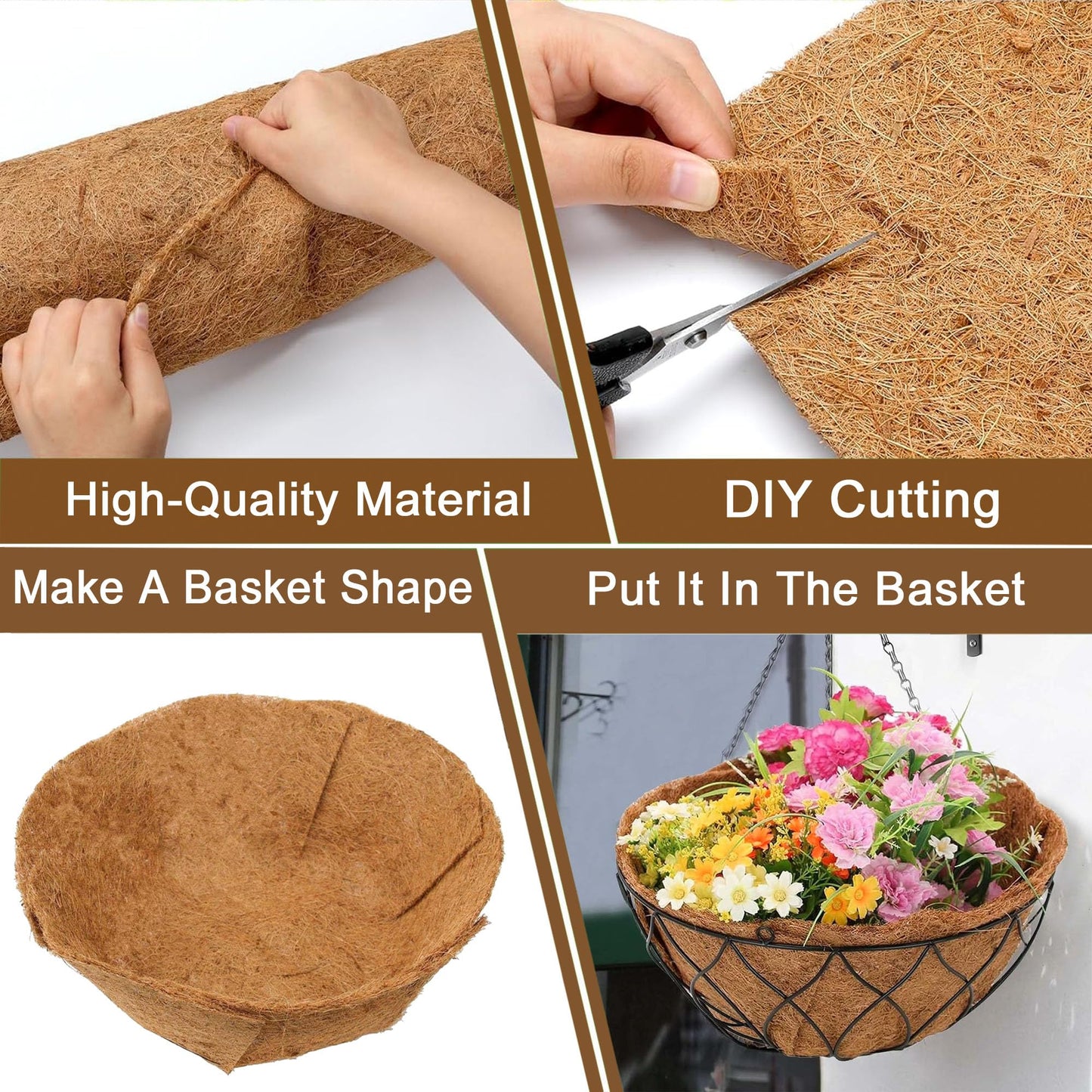 Natural Coco Liner Roll-31.5x78.7 Inch Coconut Coir Liner Sheets Coco Mat for DIY Flower Basket Liner Pet Pad Reptile Carpet Moss Pole