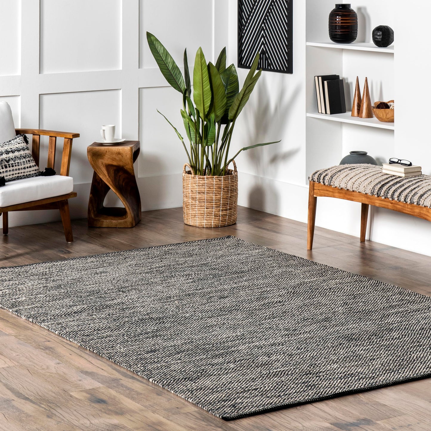 nuLOOM Alessi Solid Farmhouse Cotton Area Rug, 5x8, Grey