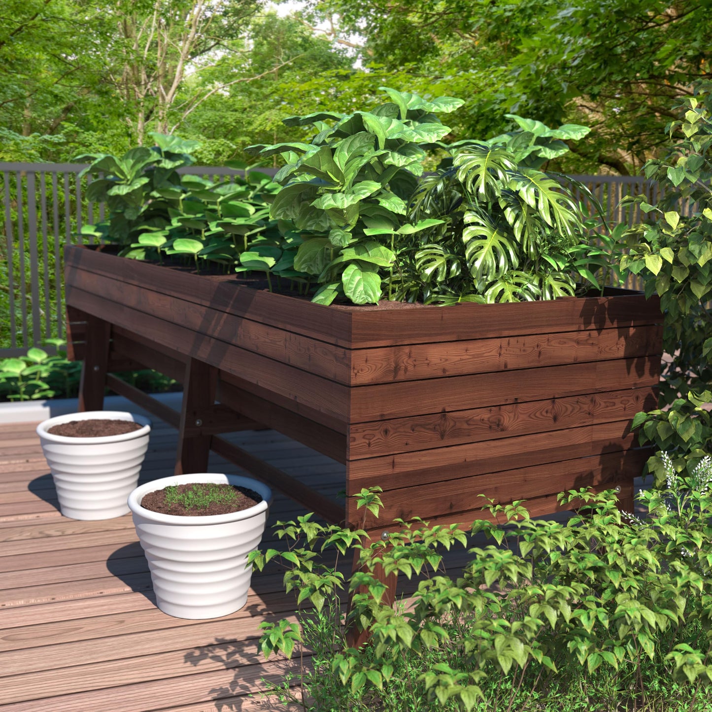 BlueWish Cedar Raised Garden Bed, 28.5" H Planter Boxes Outdoor with Detachable Black Liner, Drainage Holes, Raised Beds for Gardening, Vegetable, Flower, Rustic