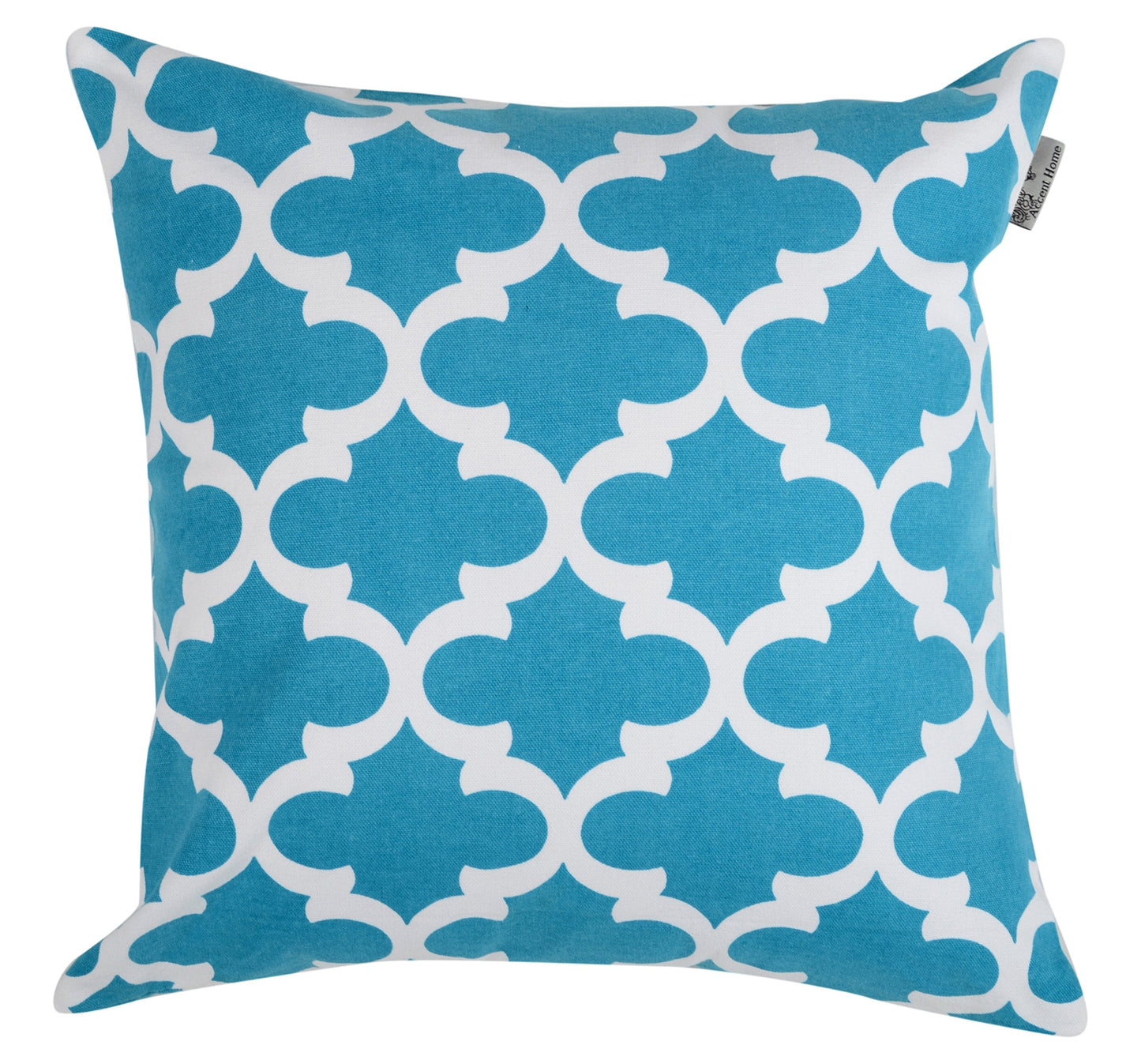 ACCENTHOME Cotton Canvas Throw Cushion Cover Printed Both Side for Home Sofa Couch, Chair Back Seat,4pc Pack 18"x18" in Color Aqua