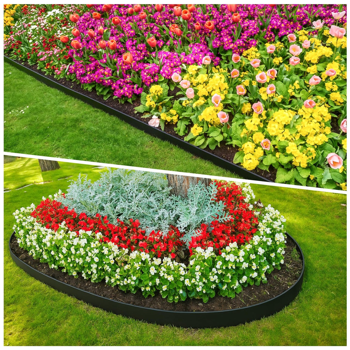 100ft,1.5in Tall Landscape Edging Kit with 150 Spikes, Not Digging Flexible Plastic Edge Border for Landscaping, Lawn, Garden, Flower Beds, Yard, Paver, Playground, Fence, Pathway,3pack, 33ft Each