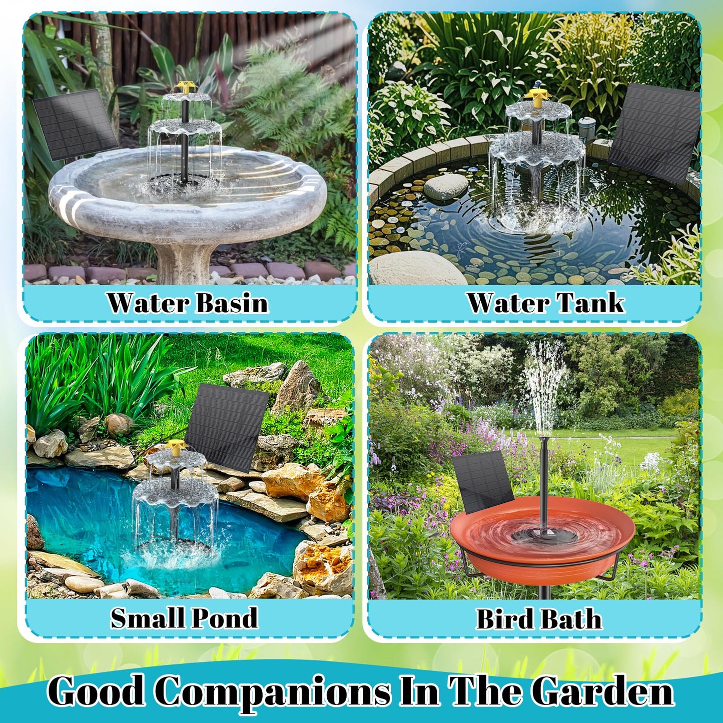 Bird Bath Solar Fountain Pump, Water Pump Set Solar Powered Waterfall Featur, DIY Solar Fountain Detachable and Suitable for Birdbath Garden Decoration Outdoor Bird Feeder (3-Tier)