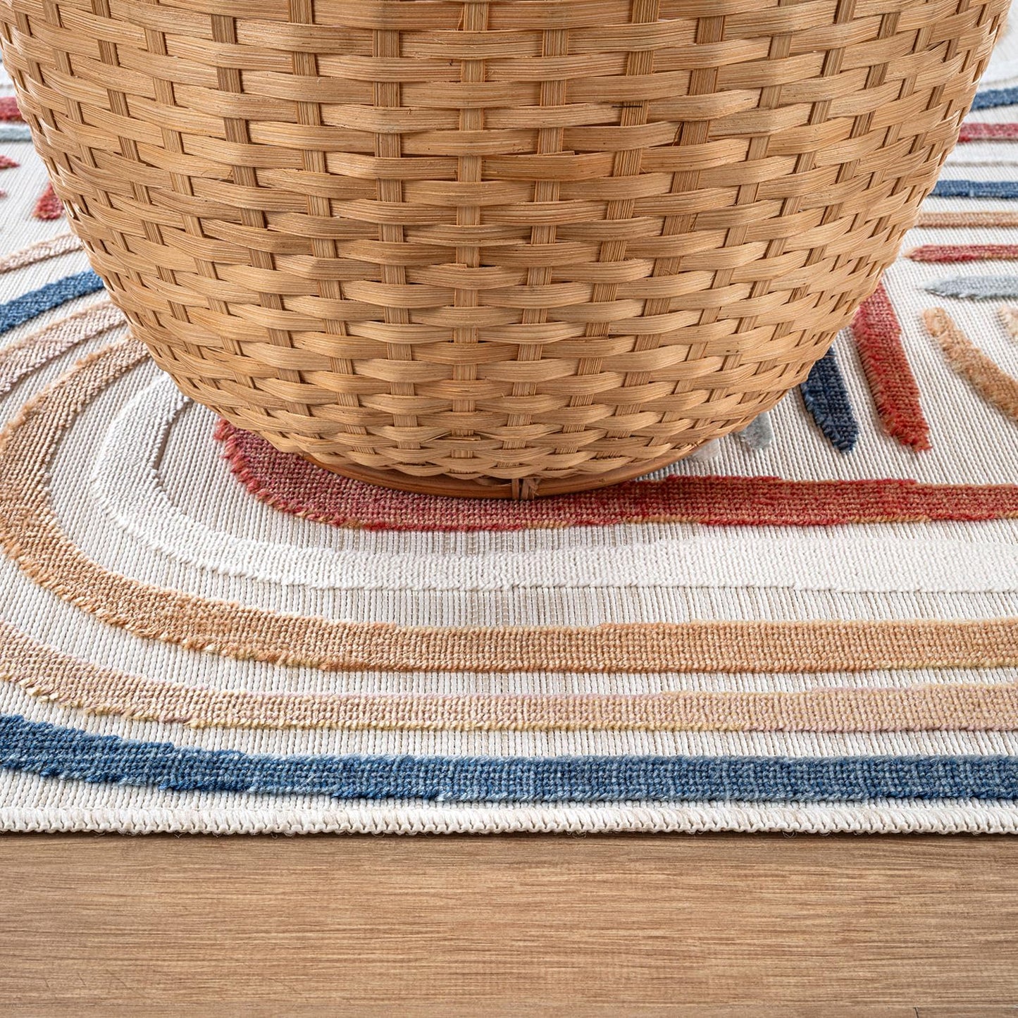 CAMILSON Indoor Outdoor Rug, Multicolor 5x7 Geometric Arch Striped Area Rugs for Patio and Home Areas, Easy-Cleaning Non-Shedding Living Room, Garden and Deck Washable Outside Carpet (5 x 7)